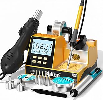 BK602S Soldering Iron & Desoldering Gun 2-In-1 Set, Hot Air Rework Station Diy Soldering Station, Soldering Practice Kit, Auto Sleep, ºC/ºF Conversion, Big Screen Display