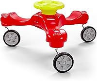 Simplay3 Boomerang 3-Seater Toddler Ride-On Trike for Ages 1.5-5, Swivel Wheels, Indoor/Outdoor Group Play, Red