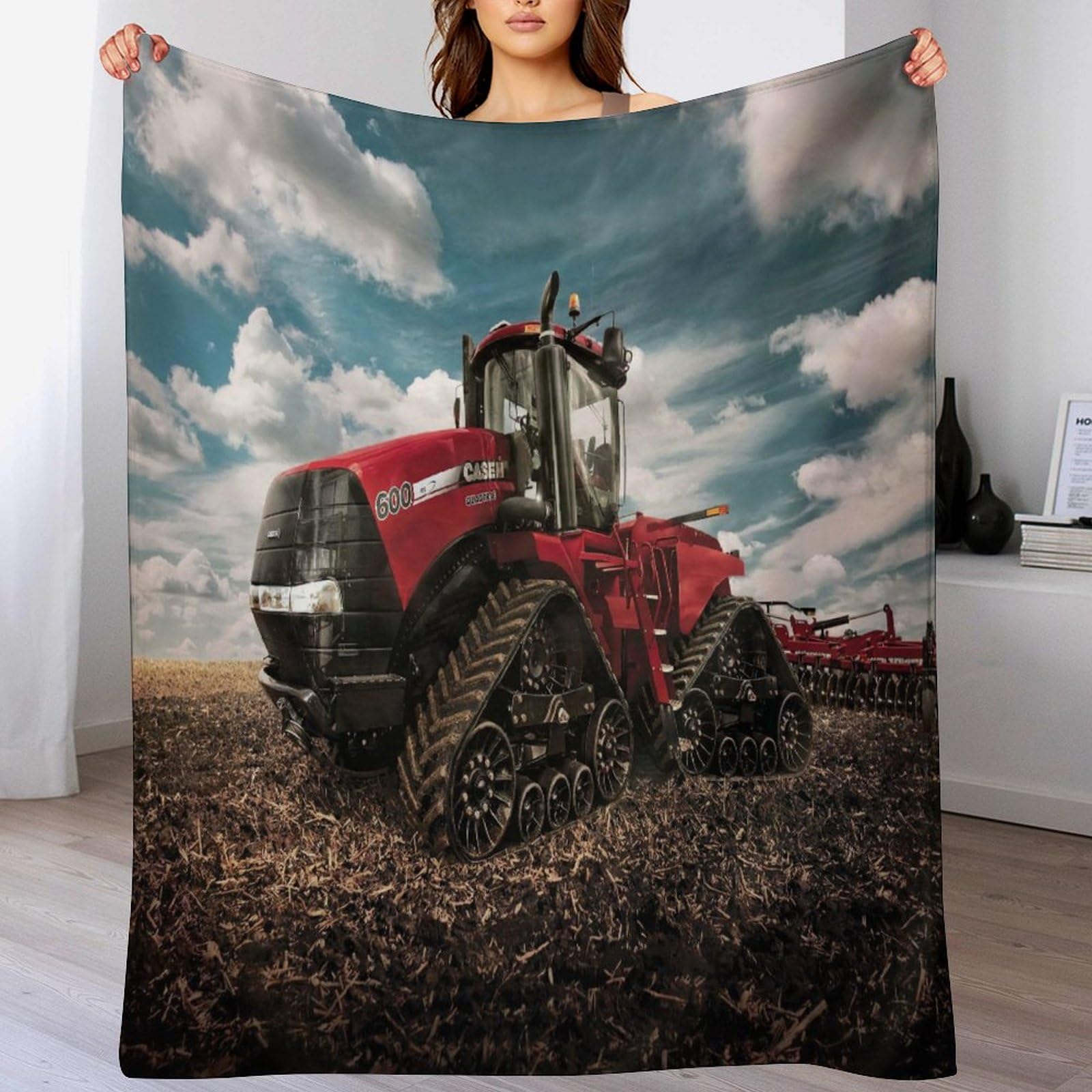 Couverture tracteur flannel douce | Plaid chaud enfant et adulte lit