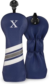 Golf Club Wood Head covers for Driver/Fairway #3/Fairway #5/Hybrid/135X Navy Blue PU Leather
