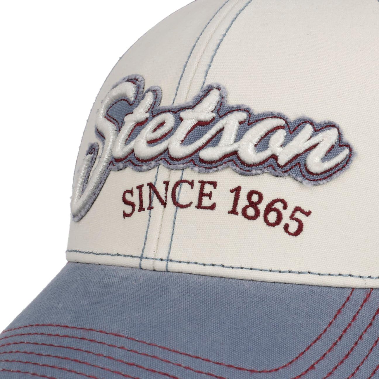Stetson Tricolour Vintage Distressed Cap 6 Panel Strapback Damen und Herren Sommer Winter