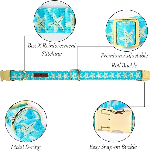 Miniatura 8 de Lionet Paws Collar de verano para perro hembra con flor, suave y cómodo, ajustable, collar de estrella de mar para cachorros y gatos, XS, cuello de