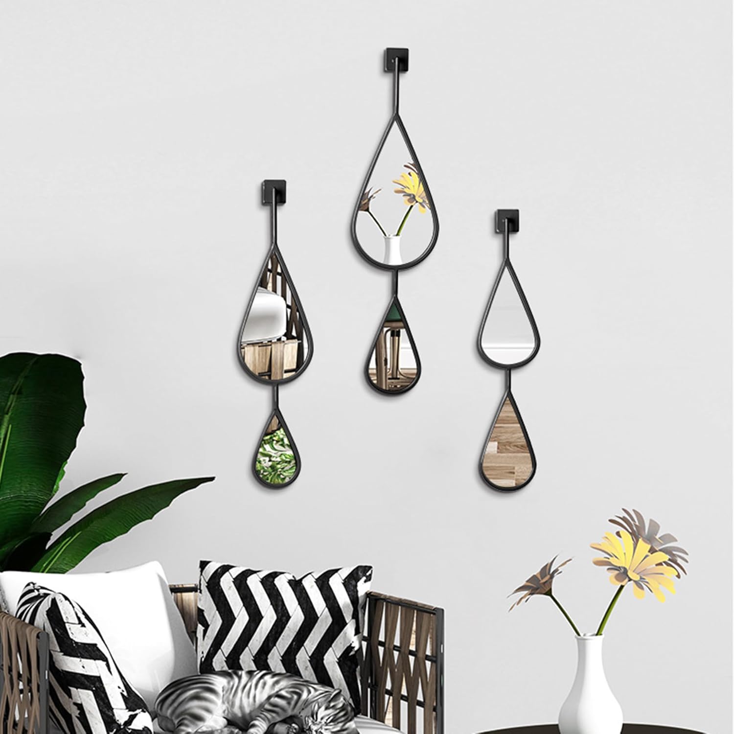 鏡 壁掛け 壁飾り おしゃれ アイアンウォールデコ 壁掛け ウォールデコレーション アートフレーム ウォールアート 透かし彫り モダ