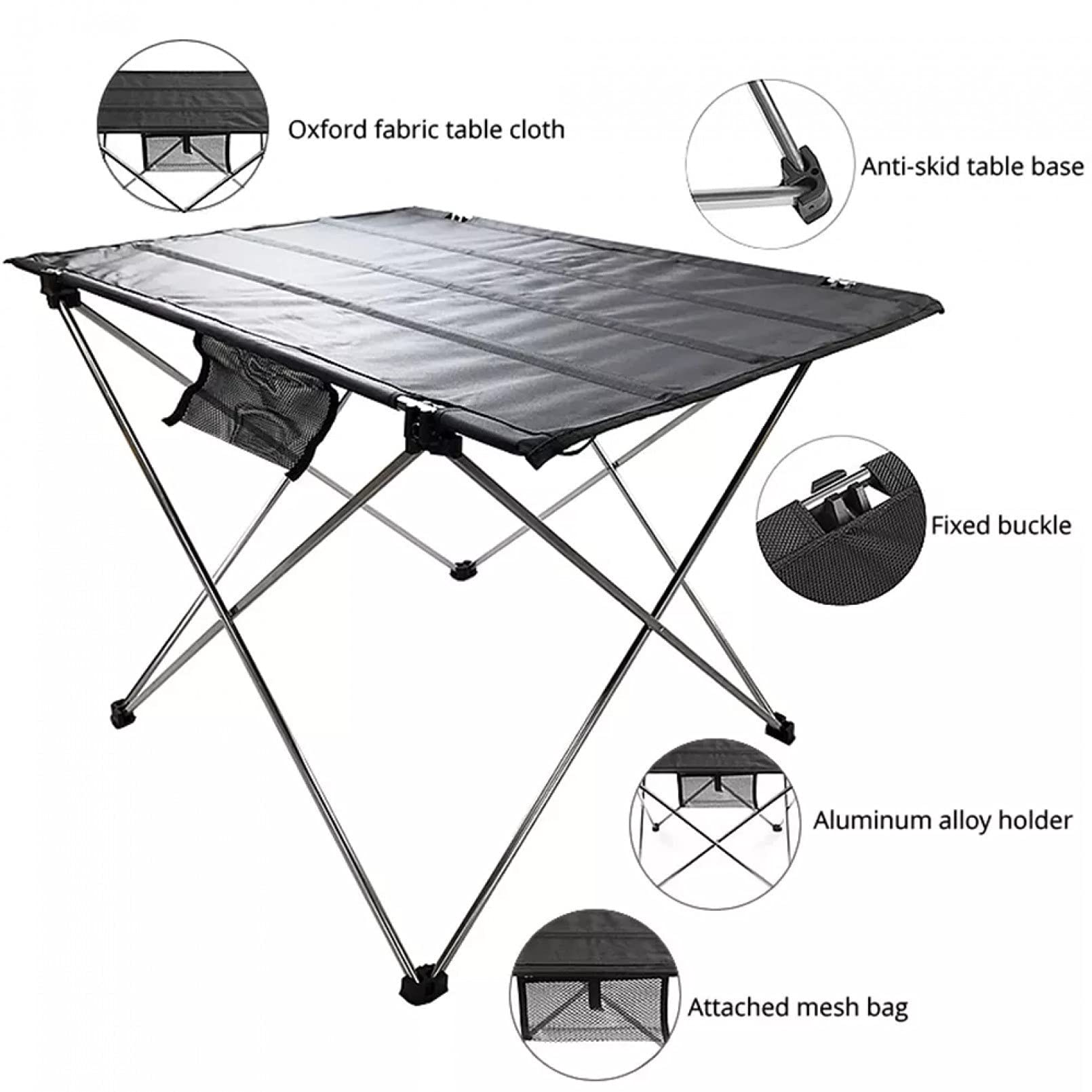 BAJIE Tavolo pieghevole da esterno 75*54 cm Tavolo da pranzo portatile da esterno Scrivania pieghevole da giardino Impermeabile in tessuto Oxford Leggero Tavolo da campeggio Borsa da trasporto inclusa