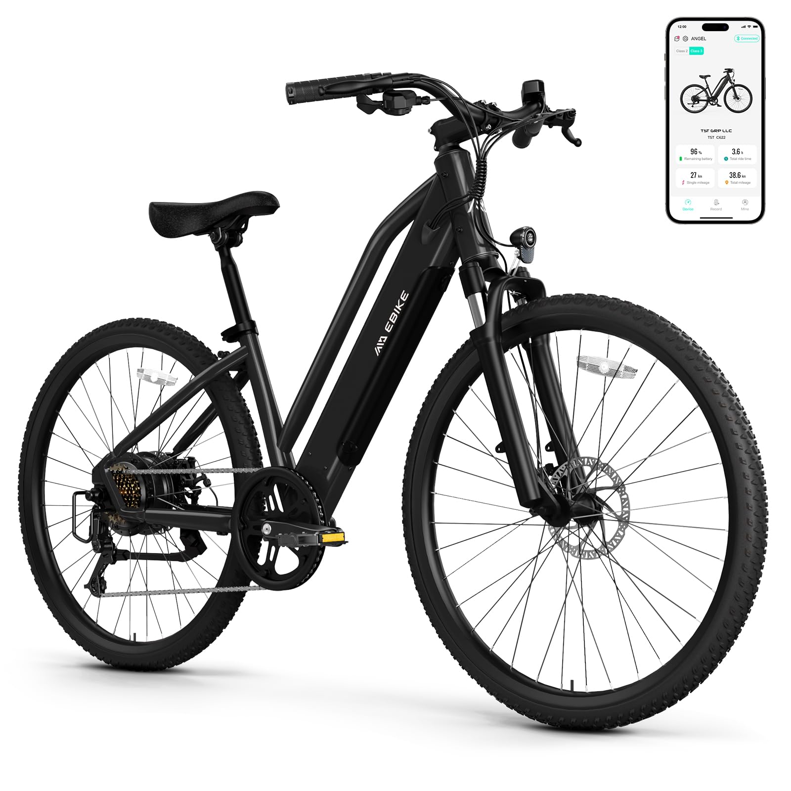 TST Electric Bike for Adults with Peak 1000W/750W Motor, 36V/7.8Ah/10.4Ah Removable Built-in Battery, 25MPH/30MPH 7-Speed City Ebike, 26" Electric Bicycle for Commuter