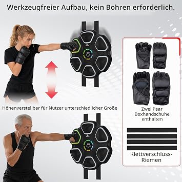 Abahub Music Boxing Machine for Adults & Kids Home Fitness Equipment with Gloves Wall Mounted Interactive Punching Target