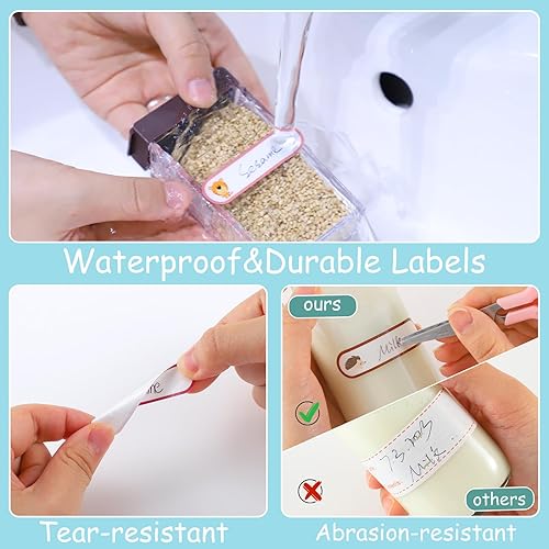 Miniatura 4 de 480 piezas de etiquetas para biberones para guardería, etiquetas de nombre impermeables autolaminadas, etiquetas de nombre escolares para escribir