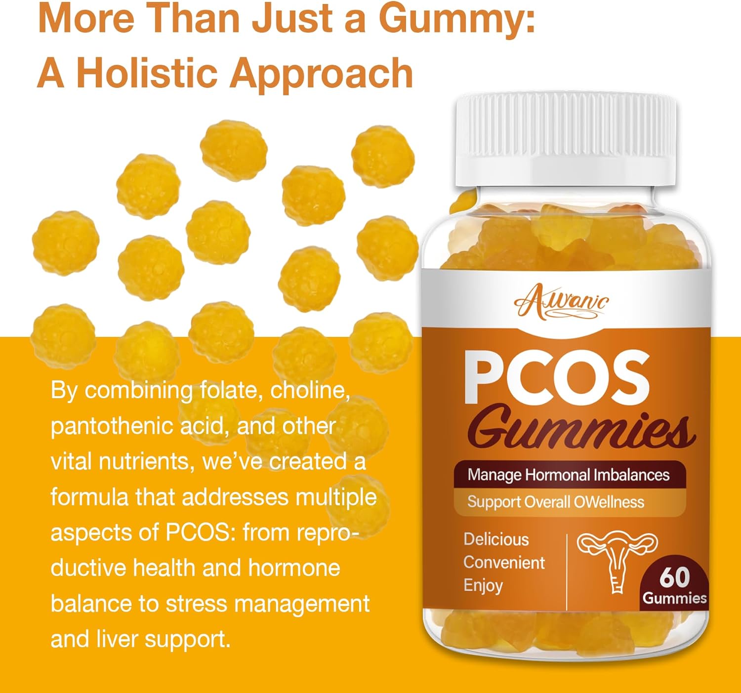 PCOS Gummy for Hormonal Balance, Vitamins for Women Fertility & Ovarian Conception Support, Gummies with Multivitamin, Myo Inositol and Folate, Helps Menstrual Cycle and Ovulation Health - Image 5