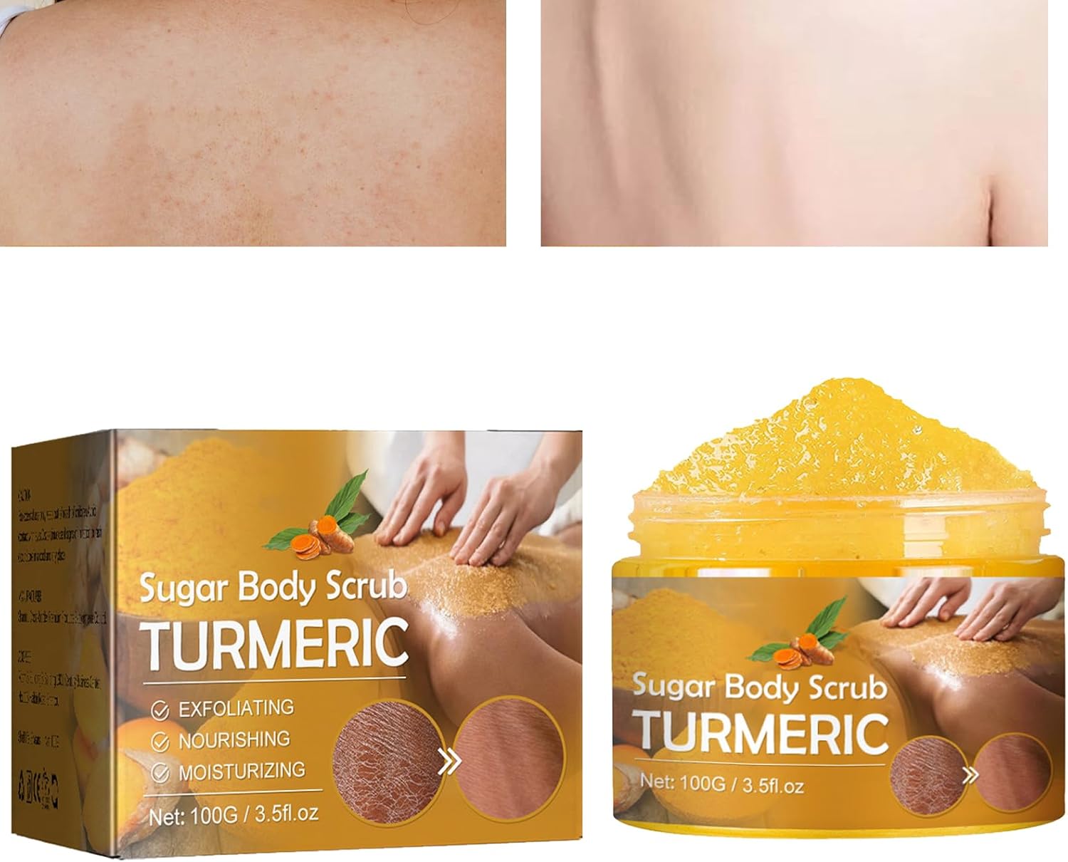 KOAHDE Gommages pour le Corps du Visage Curcuma,Gommage Corporel au Curcuma,Peeling Eclaircissant au Curcuma,Gommage Visage Curcuma,Gommage Facial Curcuma pour Nettoyer en Profondeur,100G