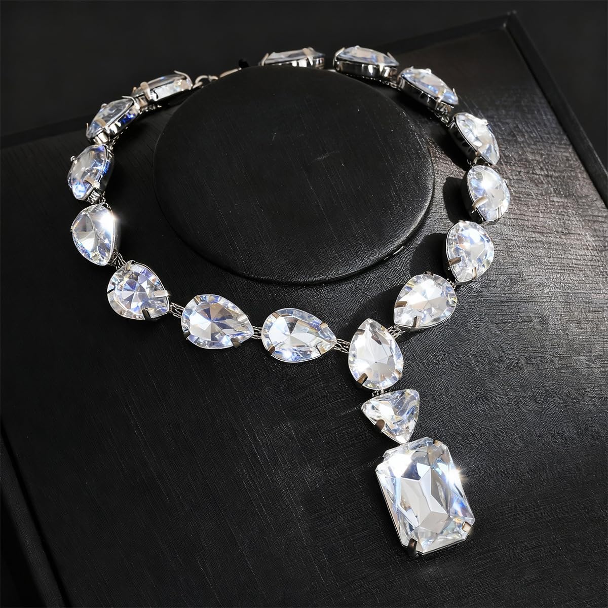 Chunky Rhinestone Necklace for Women Sparkly Silver Choker Necklace for Women Large Crystal Pendant Necklaces Statement Rhinestone Jewelry - Image 5