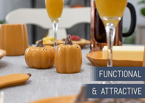Miniatura 4 de Nat & Jules - Mini salero y pimentero de cerámica con forma de calabaza de 3 pulgadas, perfecto para Acción de Gracias, Halloween y decoración de