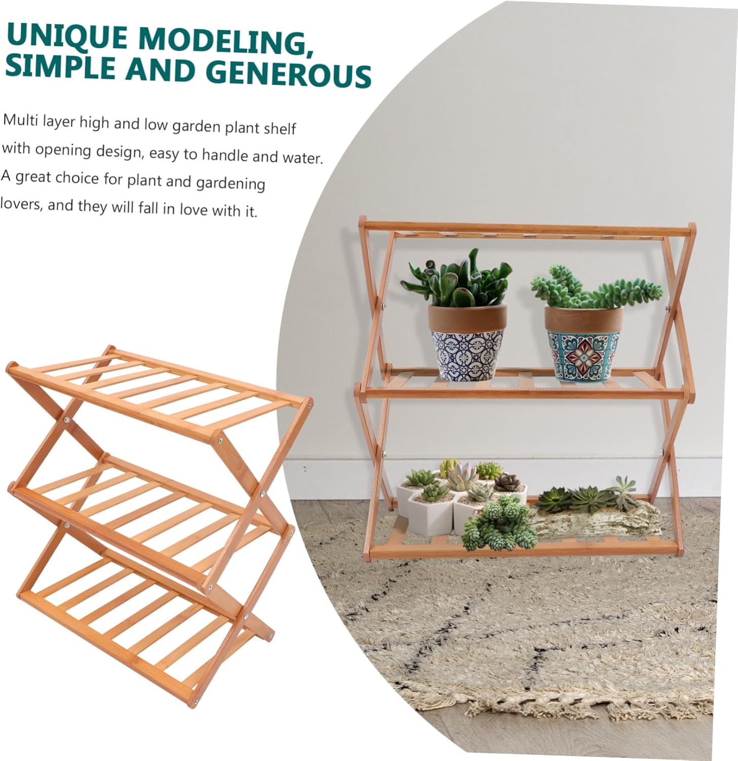 Wooden Plant Stand for Use Multi-tiered Flower Pot Holder Decorative Display Rack for Succulents and Greenery for Balcony and Garden Spaces