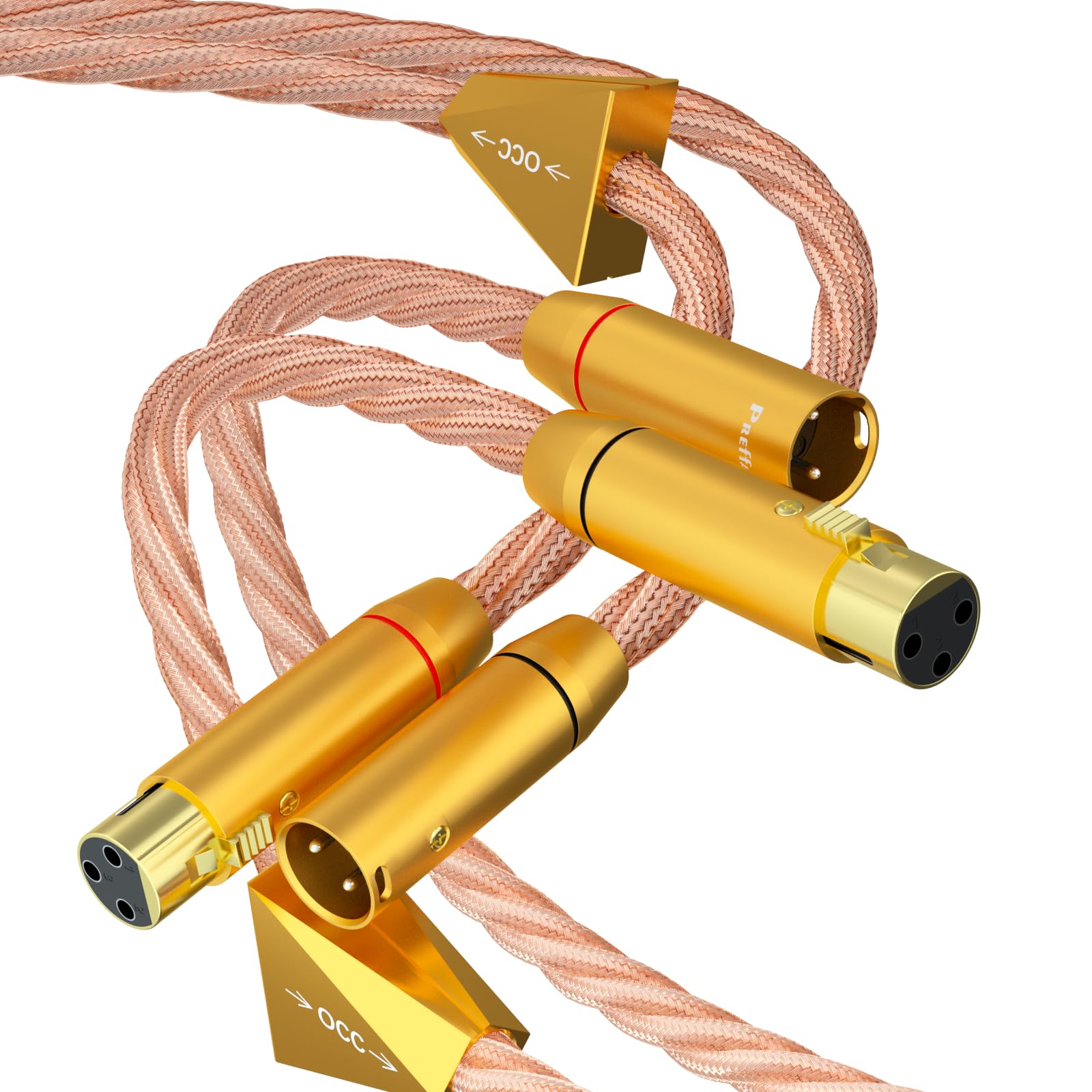Photo 1 of Preffair X461 5N OCC Copper Balanced Cables with 3 Pins XLR Female to Male Connectors 15AWG/4 x 1.5mm2, 1 Pair for Audiophile Turntable, AMP, DAC (X461XR1819G, 1M/3.3FT)