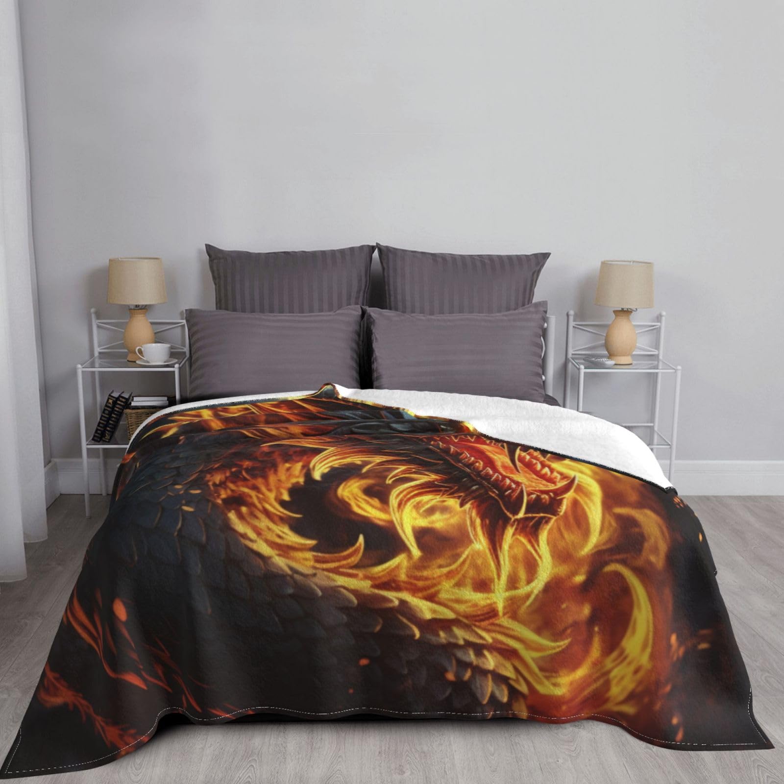 WAZHIJIA Meteor Drachen Flauschdecke – Superweiche Fleece-Überwurfdecke Für Sofa & Bett | 152x128 Cm