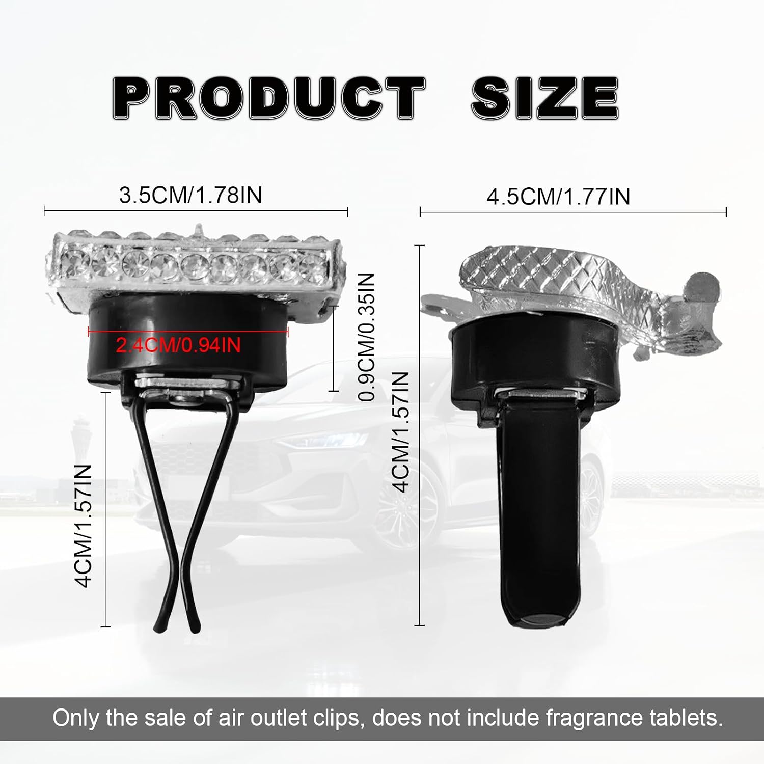 2Pcs Car Air Vent Clip, Bling Crystal High Heel Shoe And Magic Bag Crystal Clips, Air Conditioning Outlet Clip Decorative, Universal Car Interior Decoration Accessories(Silver)