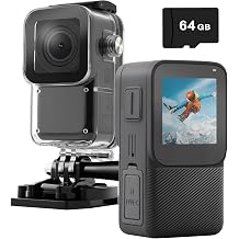 Waterproof EIS Thumb Action Camera 5K with Touch Screen, 64GB Card | Tiny Underwater Cameras 100FT, WiFi, Accessories Kits, Sports Cam for Vlogging, Diving, Bike, Travel, Hiking