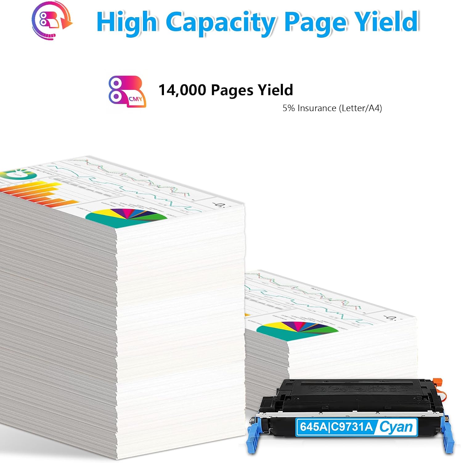 645A Cyan Toner Cartridge (1-Pack) | Replacement for HP 645A Cyan Toner Cartridge Works with Color Laser 5550 5550n 5550dn 5550dtn 5550hdn; Color Laser 5500 5500dn 5500dtn 5500hdn Printer | C9731A