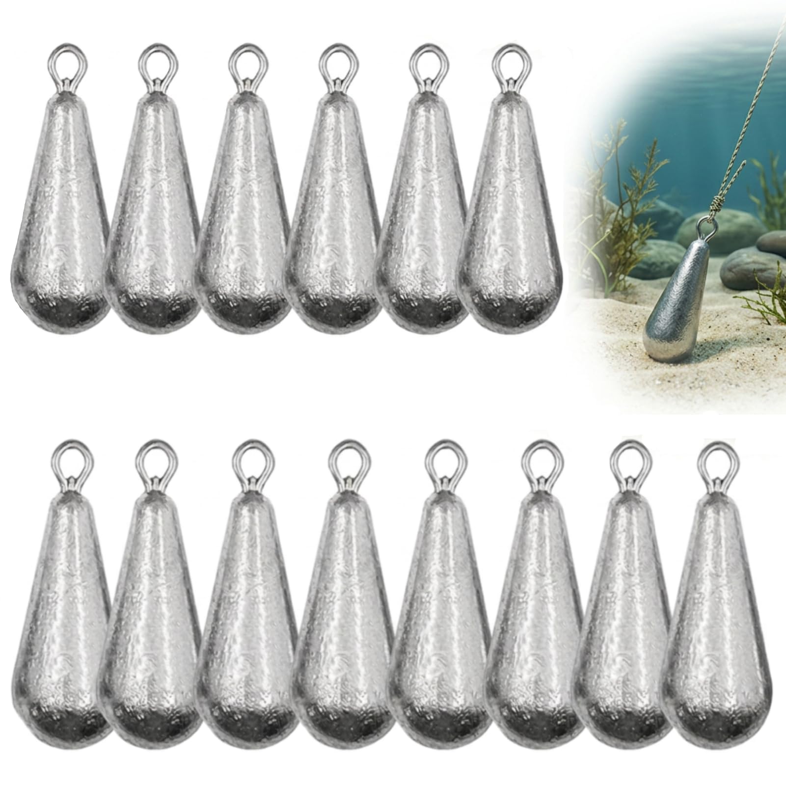 14 Pcs 30g Inline Fishing Weights Heavy Duty Angling Sinkers Practical Fishing Tackle Gear For Carp River Sea Freshwater Saltwater Deep Sea Shore Fishing Outdoor Angling Supplies