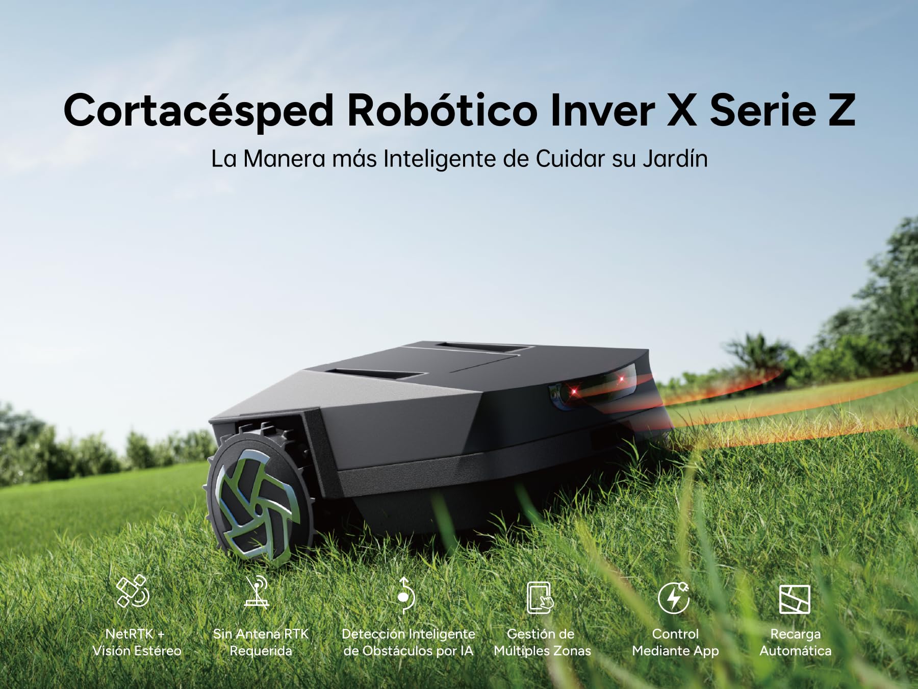 IGarden Z4 Robot Cortacésped Inteligente Inver X Serie Z sin Cable RTK con IA, mapeo con IA hasta 1500 m², detección de obstáculos y Control por App