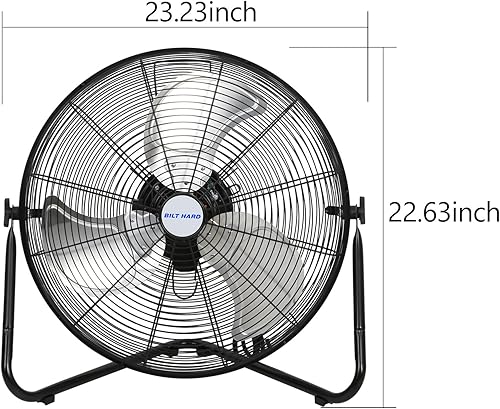 Miniatura 6 de Ventilador de piso de alta velocidad de 20 pulgadas, ventilador de taller industrial de 3 velocidades de 4600 CFM con sistema de montaje en pared,