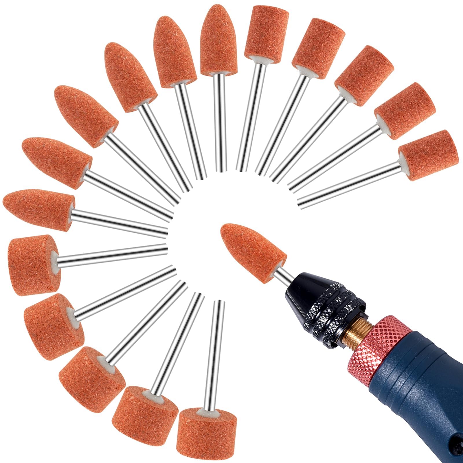 42 Pack Set di pietre per smerigliatura con gambo da 1/8 di pollice, pietra abrasiva montata, punta per smerigliatura per utensili rotanti per smerigliatura, lucidatura, sbavatura