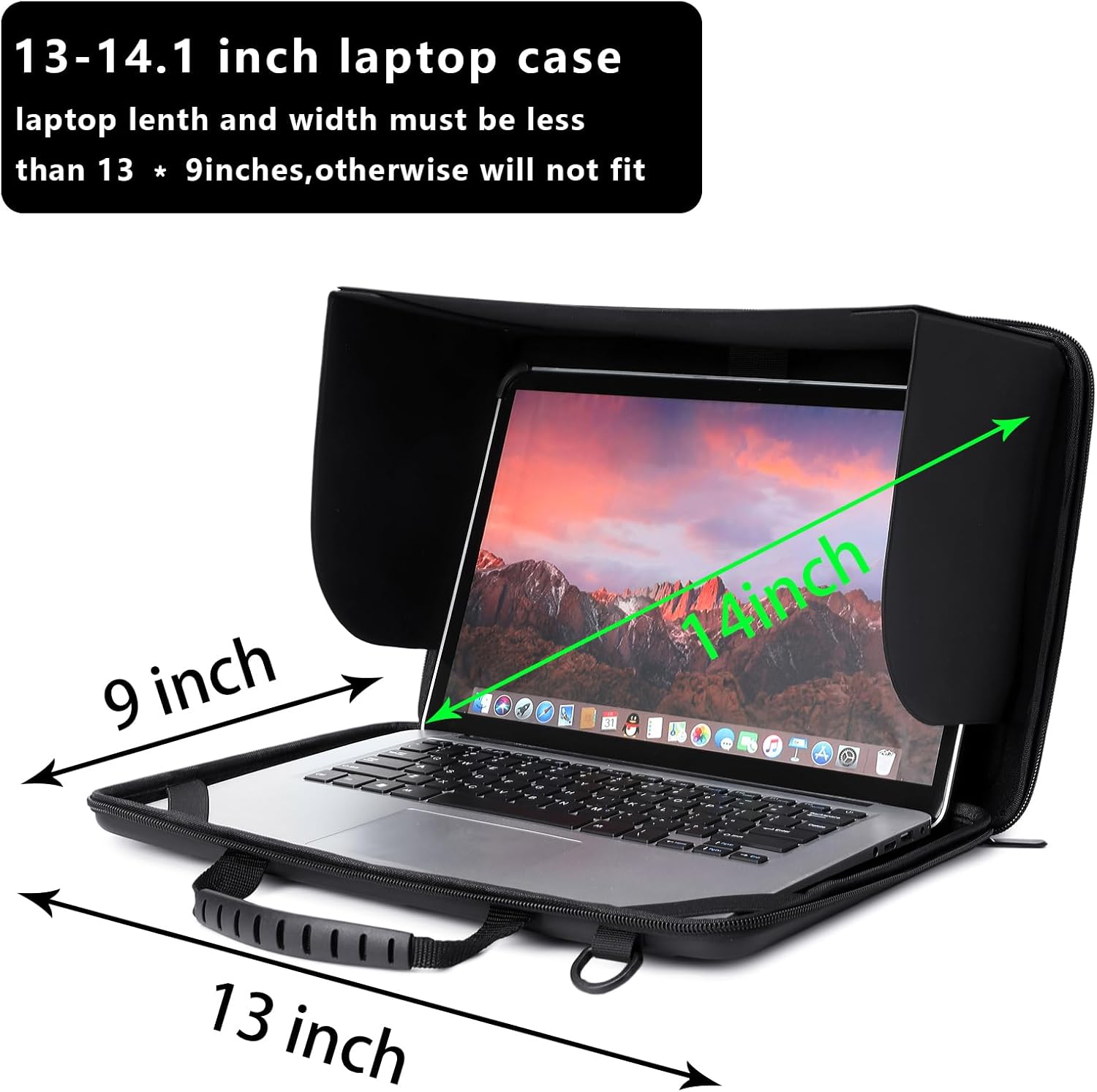 BUG 14.2-15.6 Inch Laptop Sun Shade Bag, Chromebook Protective Sleeve Case Shoulder Bag with Sun Hood Foldable Portable Shield Cover for Working Outside, Computer Hard Shell Case(Patent Pending)