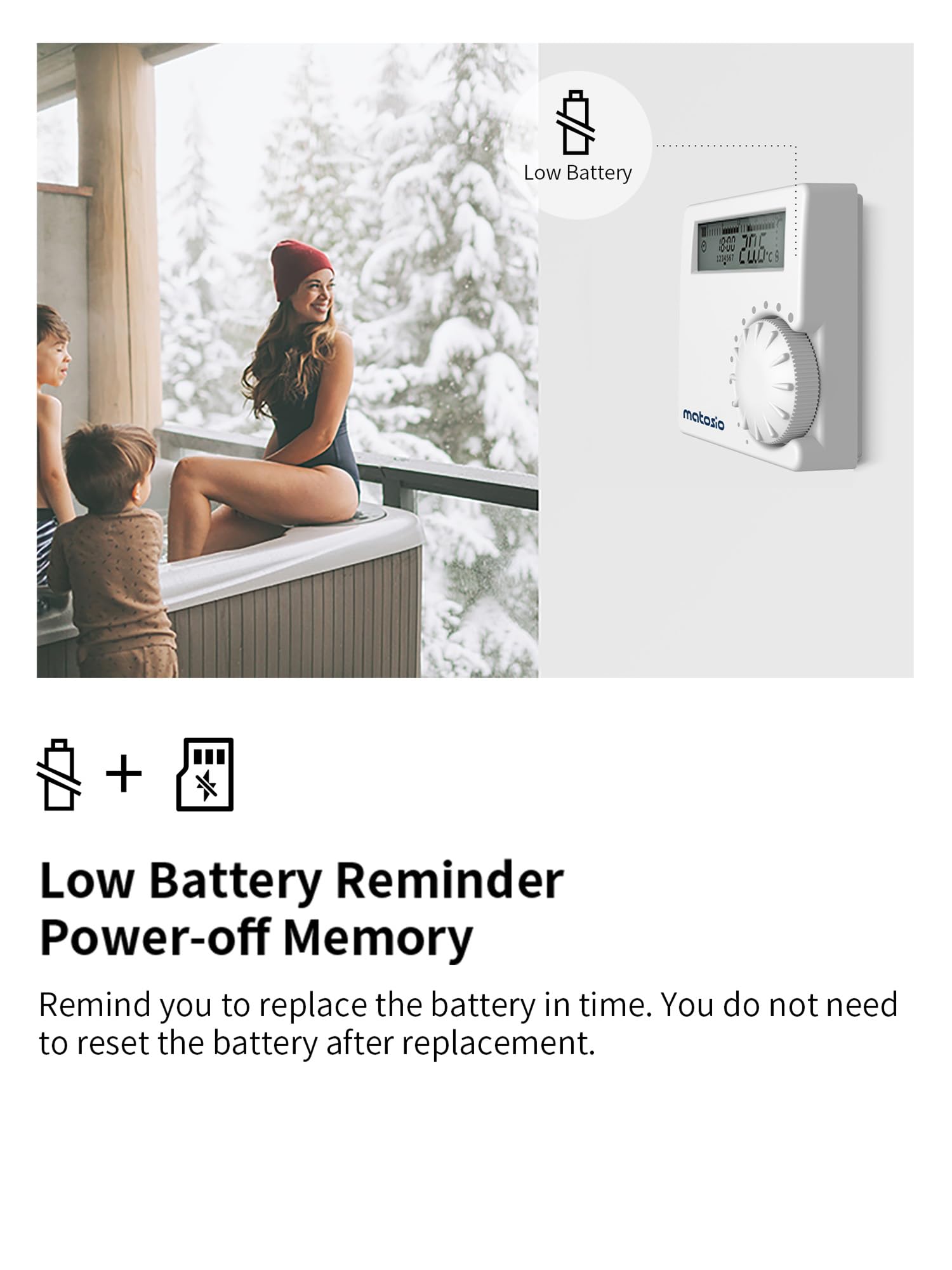 TH611 - Termostato programmabile per caldaia senza fili con ricevitore, termostato ambientale da parete, colore: Bianco