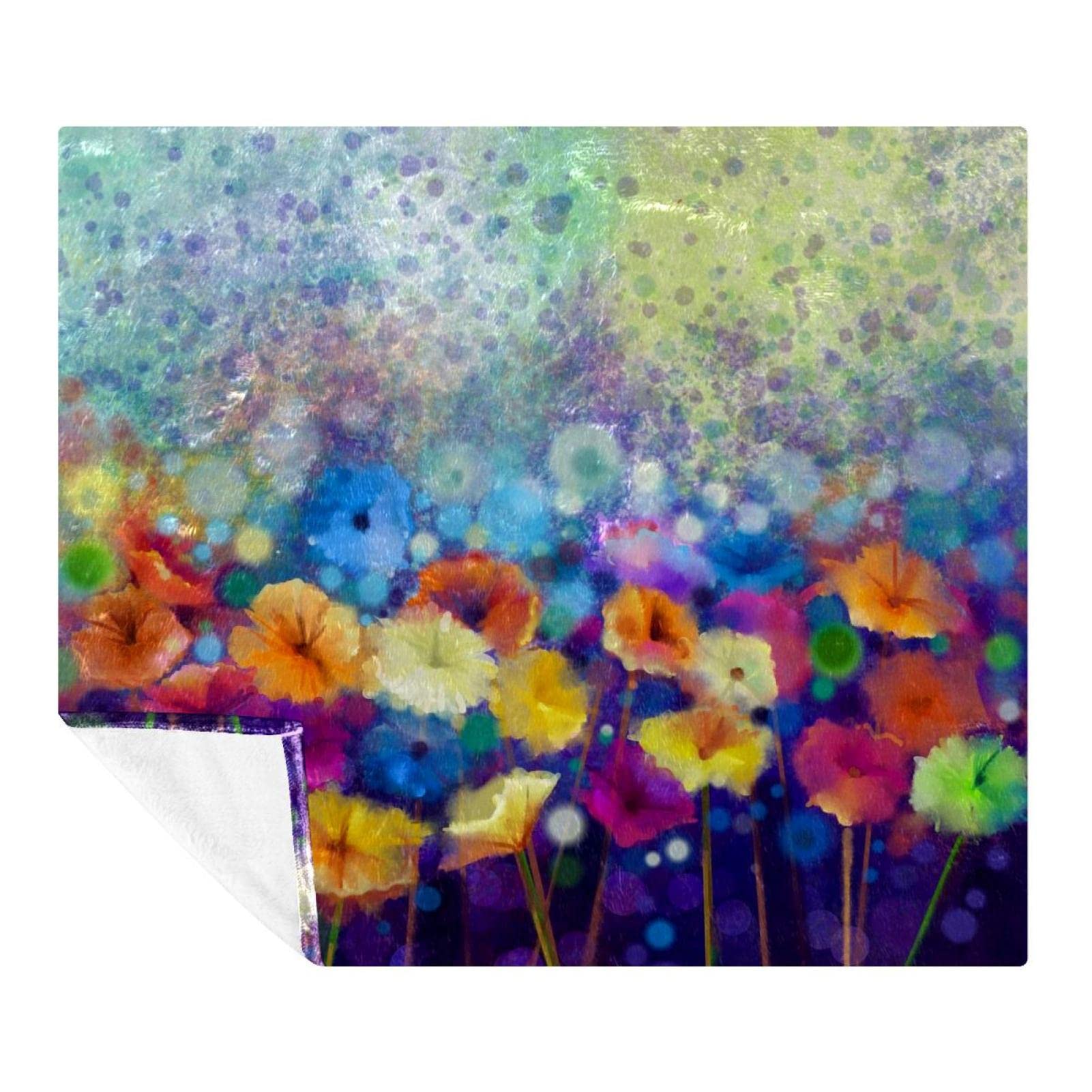 Couverture microfibre polaire 150x200 cm plaid daisy gerbera doux