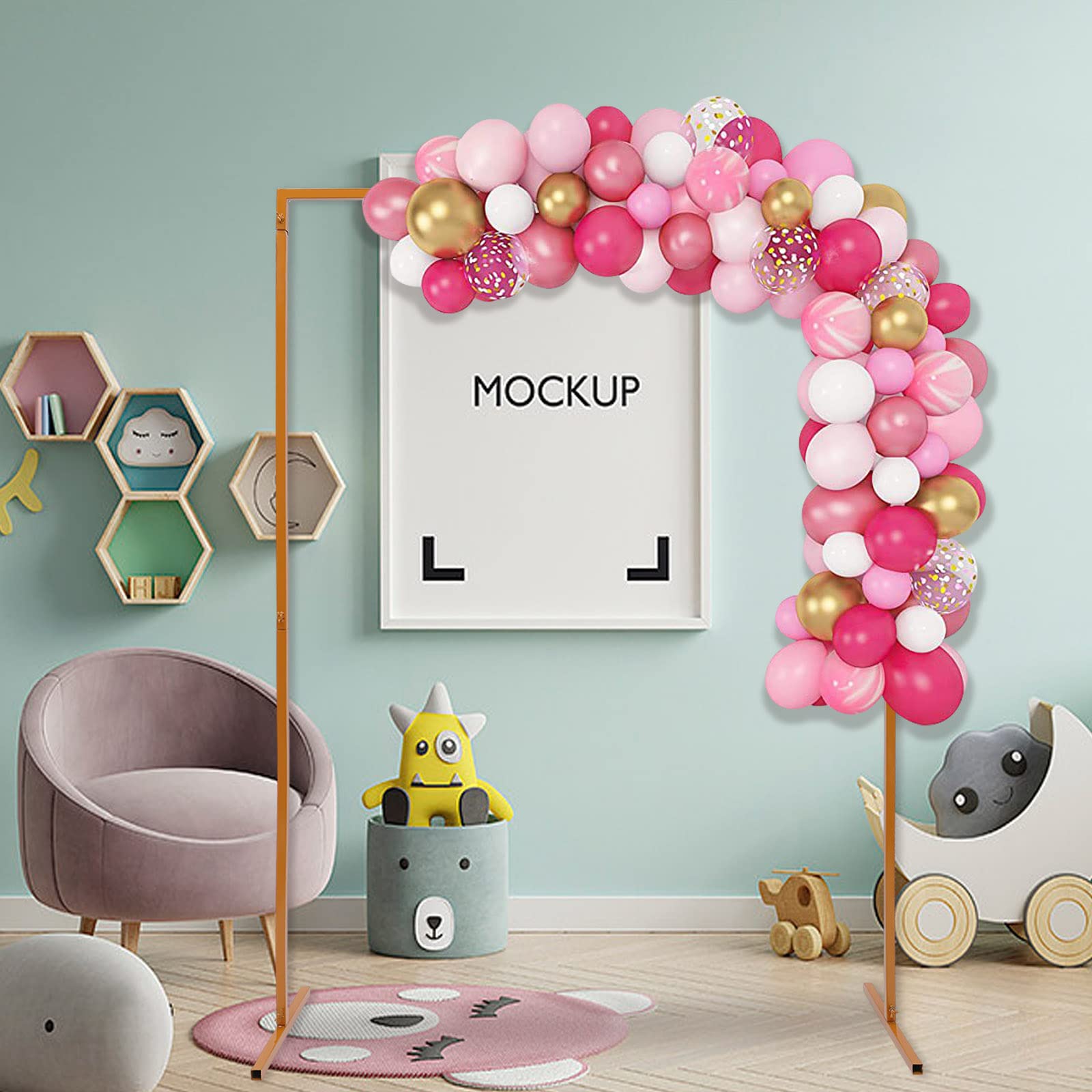 Arco de boda cuadrado, soporte metálico, arco de globos, bricolaje flores muslin guirnaldas, decoración de fiesta y ceremonia, exterior interior estable reutilizable, 2 x 1,5 m