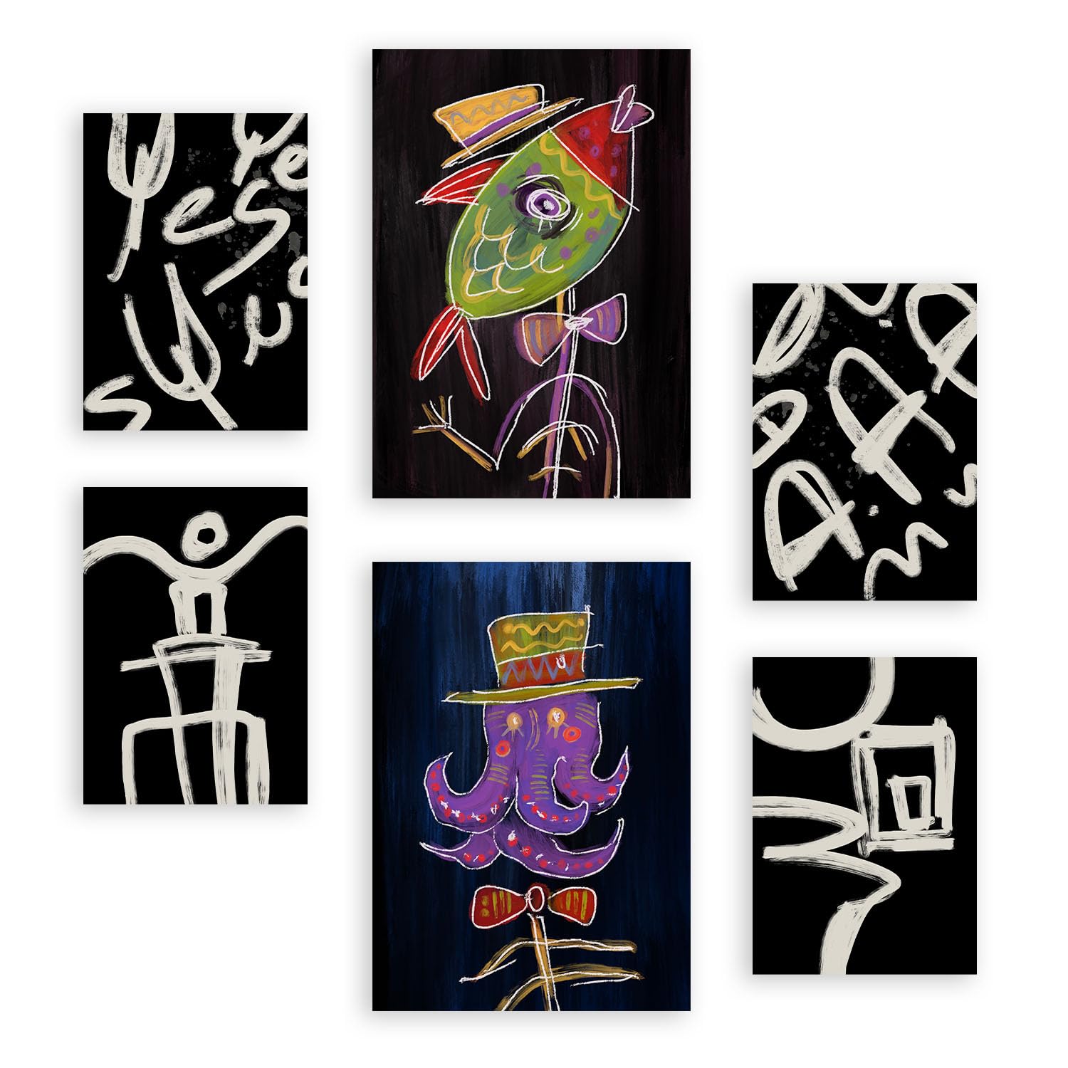 Affiches animaux abstraits pour salon | Set de 6 posters déco chic A4 A3 - 5