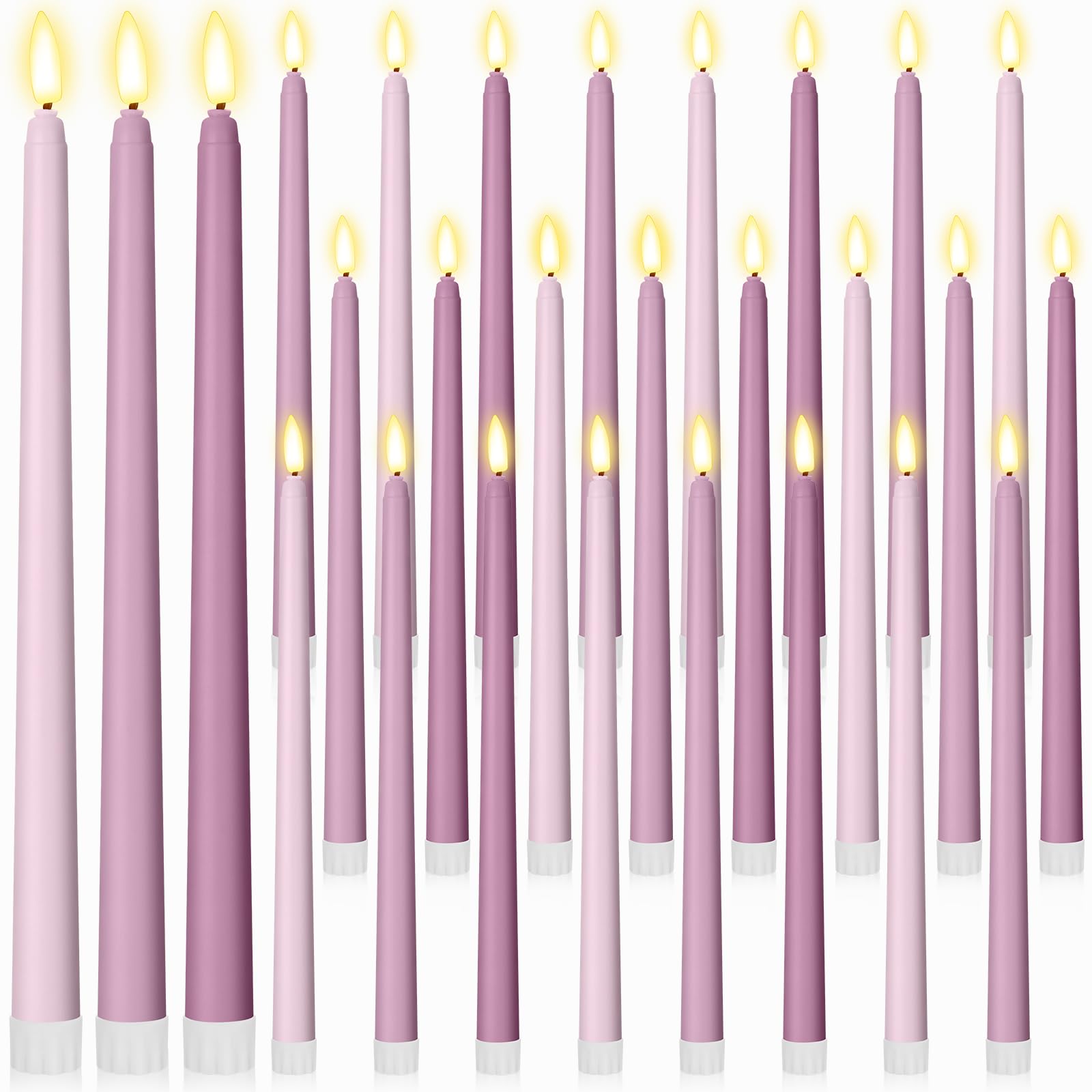 Macarrie 24 Packs Flameless Taper Candles Battery LED 11",Morandi Purple