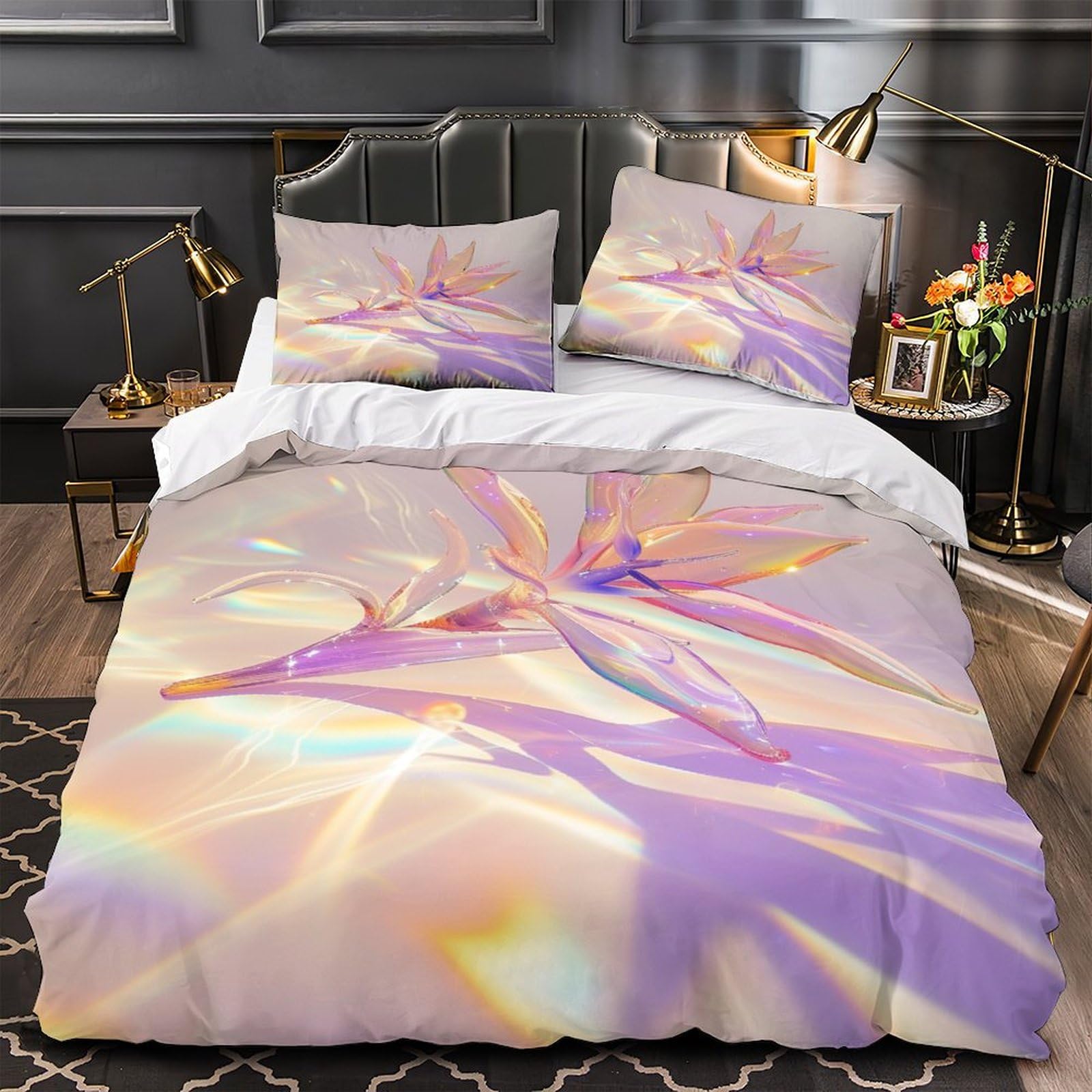 QINGTIANFC Birds of Paradise Quilt Cover 3D Design Bedding Quilt Cover Birds of Paradise Breathable Cosy Microfiber Boys And Girls With Zipper Closure 3 Pieces Gift Single（140x200cm）