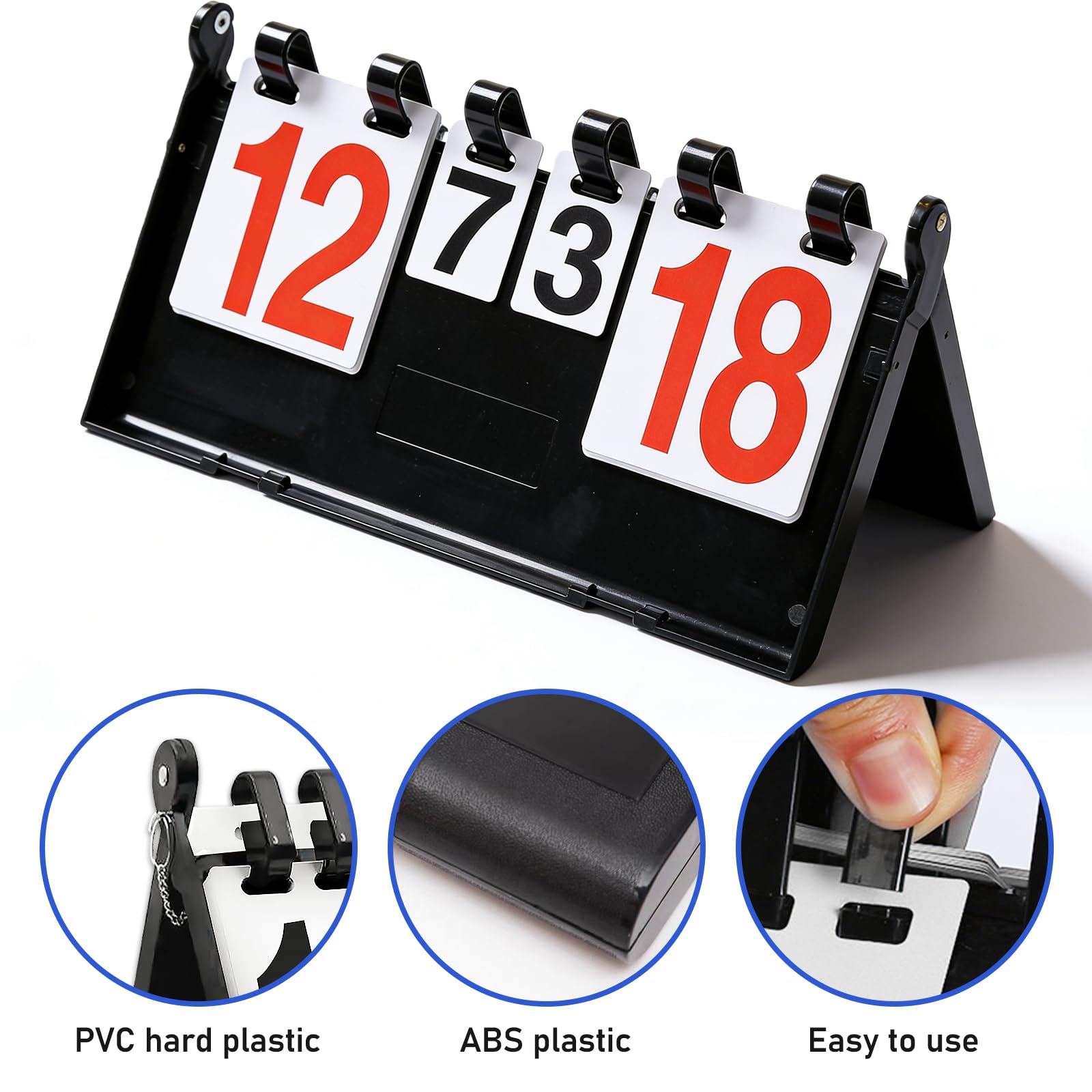 PORFOYO Tabellone segnapunti, 4 cifre per competizioni sportive, tabellone segnapunti 38,8 * 21 * 21 cm, conteggio per competizioni con tacca, tabellone segnapunti sportivo digitale, conteggio