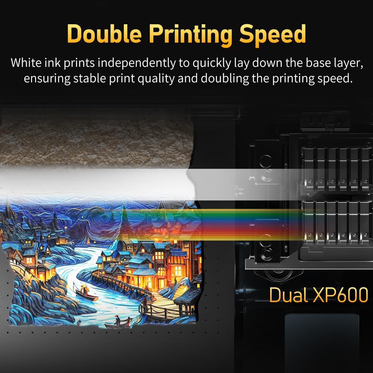 DXZ A3 UV Printer Bundle with Laminator, Dual XP600 Print Heads, 12-Hour Auto Cleaning System & White Ink Stirring, High-Speed UV DTF Transfer Printer for Glass, Metal, Wood, Tumblers, Leather