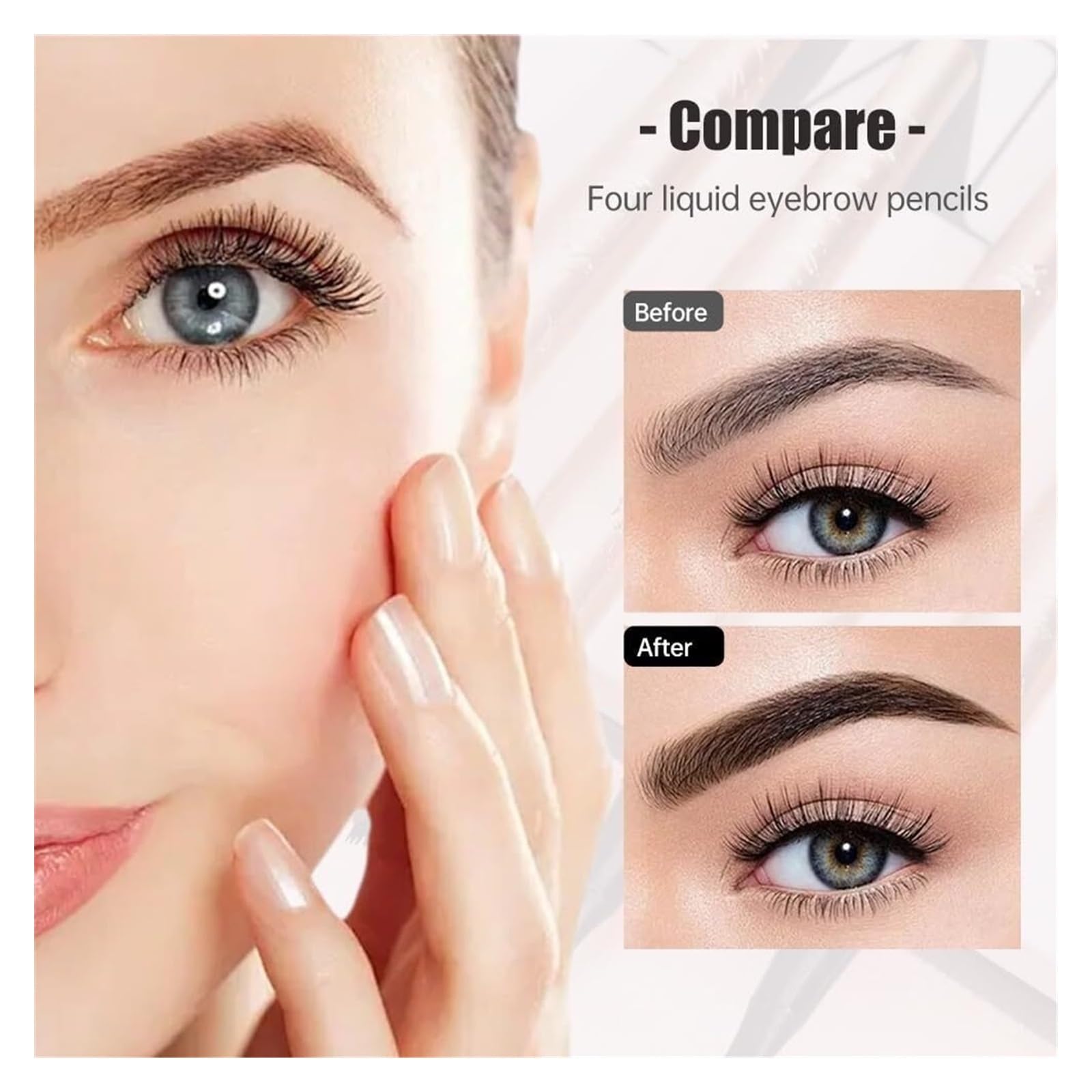 Microblading-Augenbrauenstift, 3D-wasserdichter Premium-Augenbrauenstift mit 4 Spitzen, lang anhaltendes, natürliches, magisches Augenbrauen-Make-up, feiner Konturenstift(All-4Pcs)