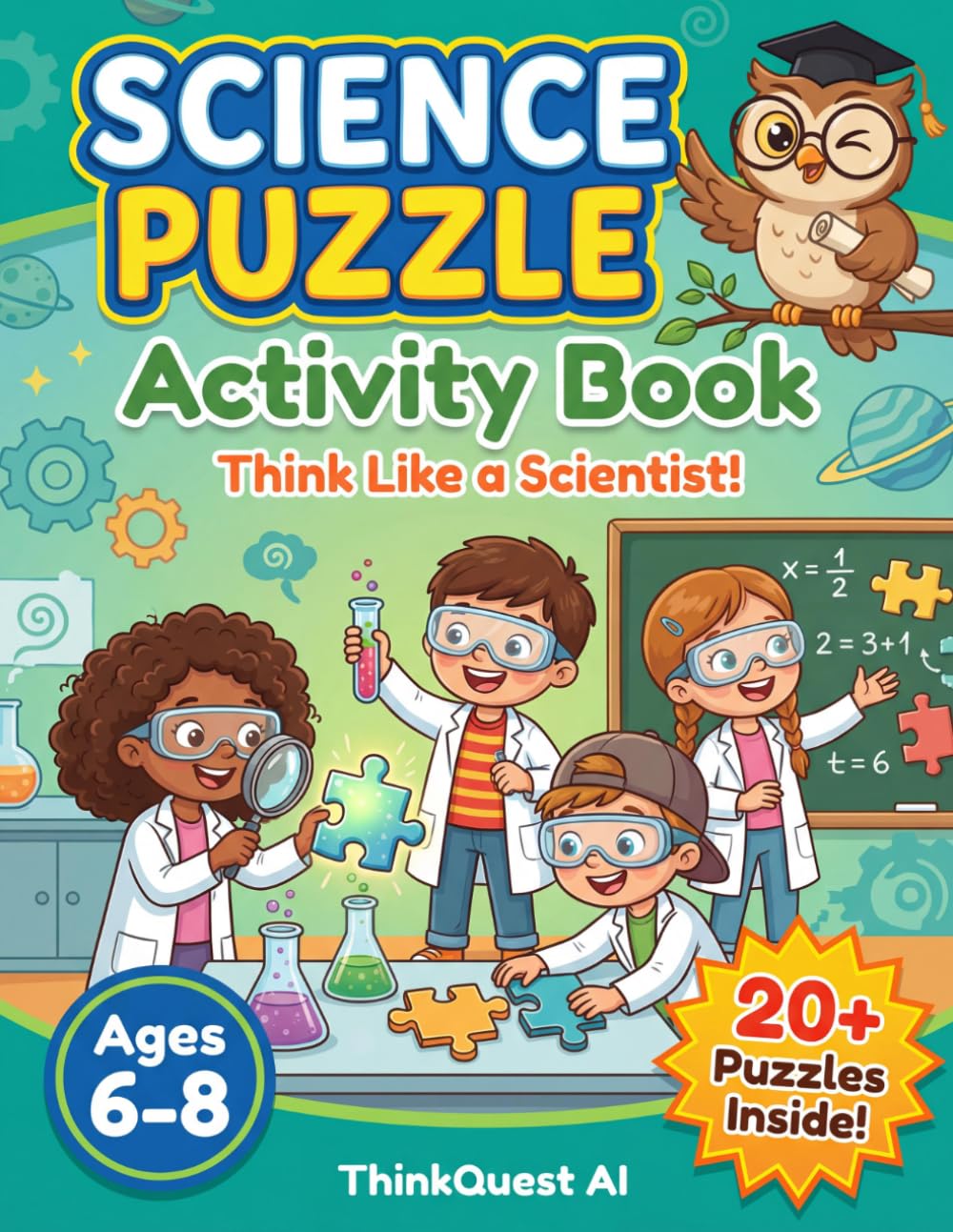 Science Puzzle Activity Book: Think Like a Scientist!: Fun Science-Themed Brain Teasers, Logic Puzzles & Critical Thinking for Kids Ages 6-8