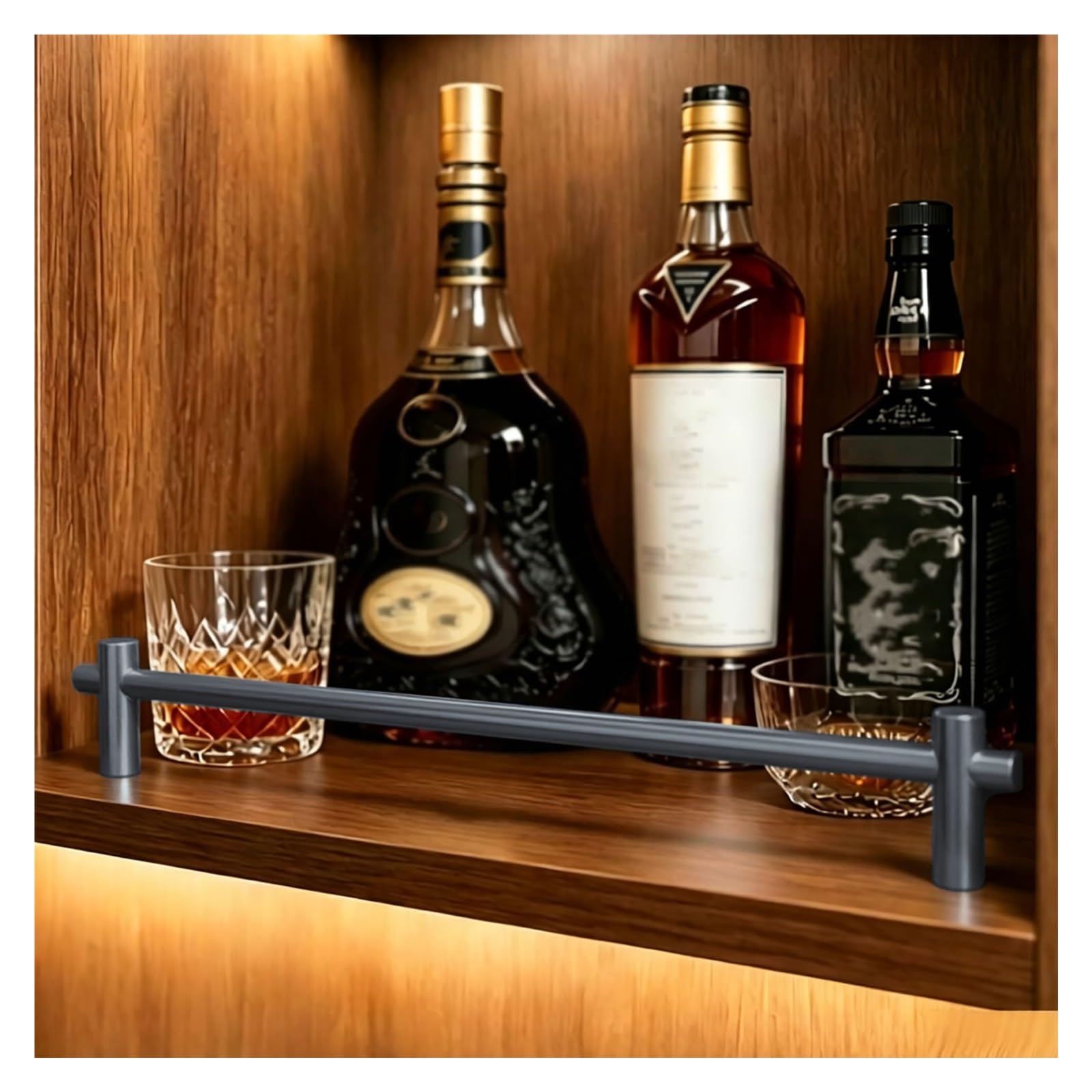 3Pcs Wine Rack Cabinet Guard Rail, 18/20/24/28/30/36in Anti-Tipping Shelf Railing Kit for Bookcase & Retail Display Rack, Gallery Storage Bar Hardware(Gray,32in/81cm)