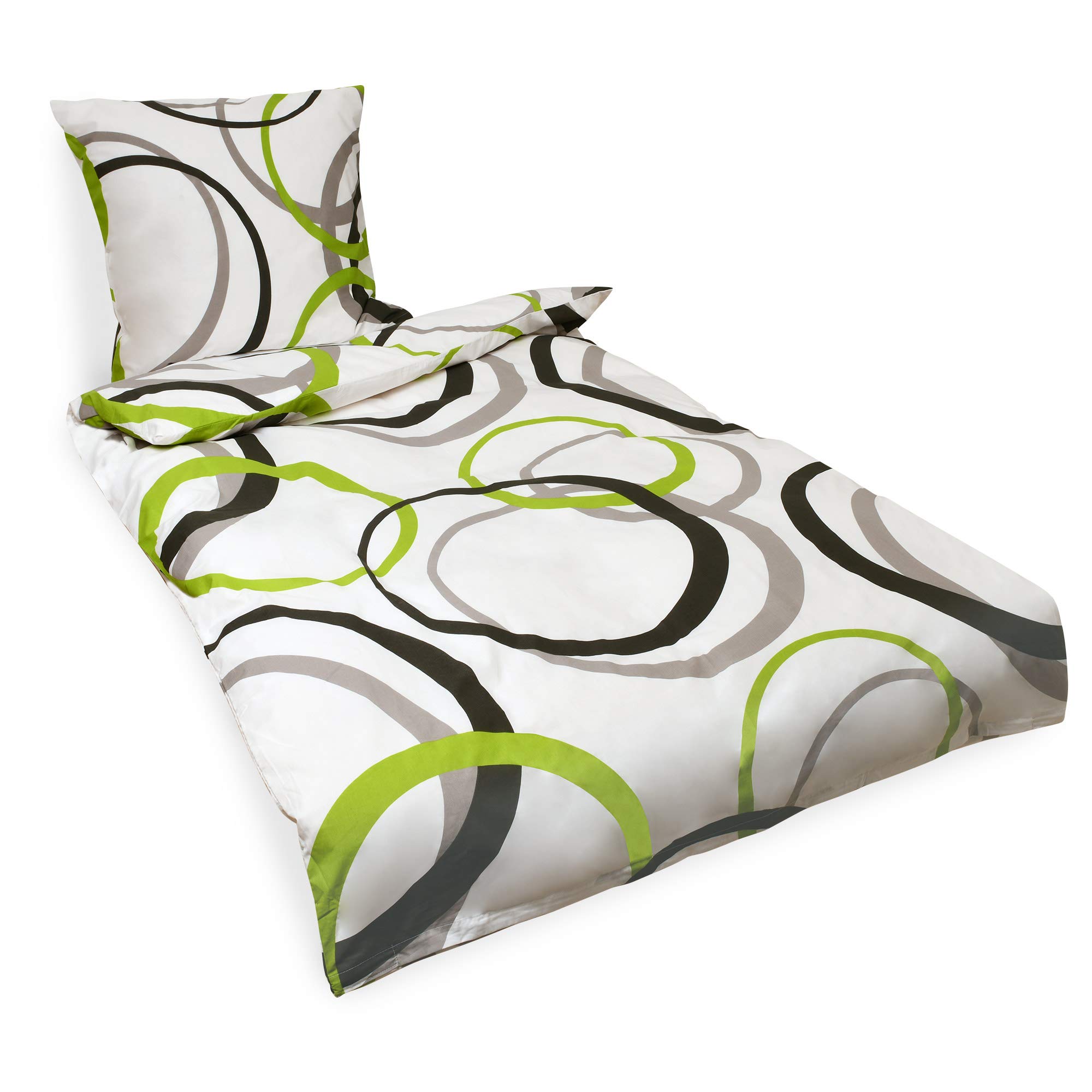 Beautissu Set di 2 Copripiumino Singolo in 100% cotone con cerniera federa | 135x200 cuscino 80x80 biancheria da letto dotato renforcé pezzi Nina