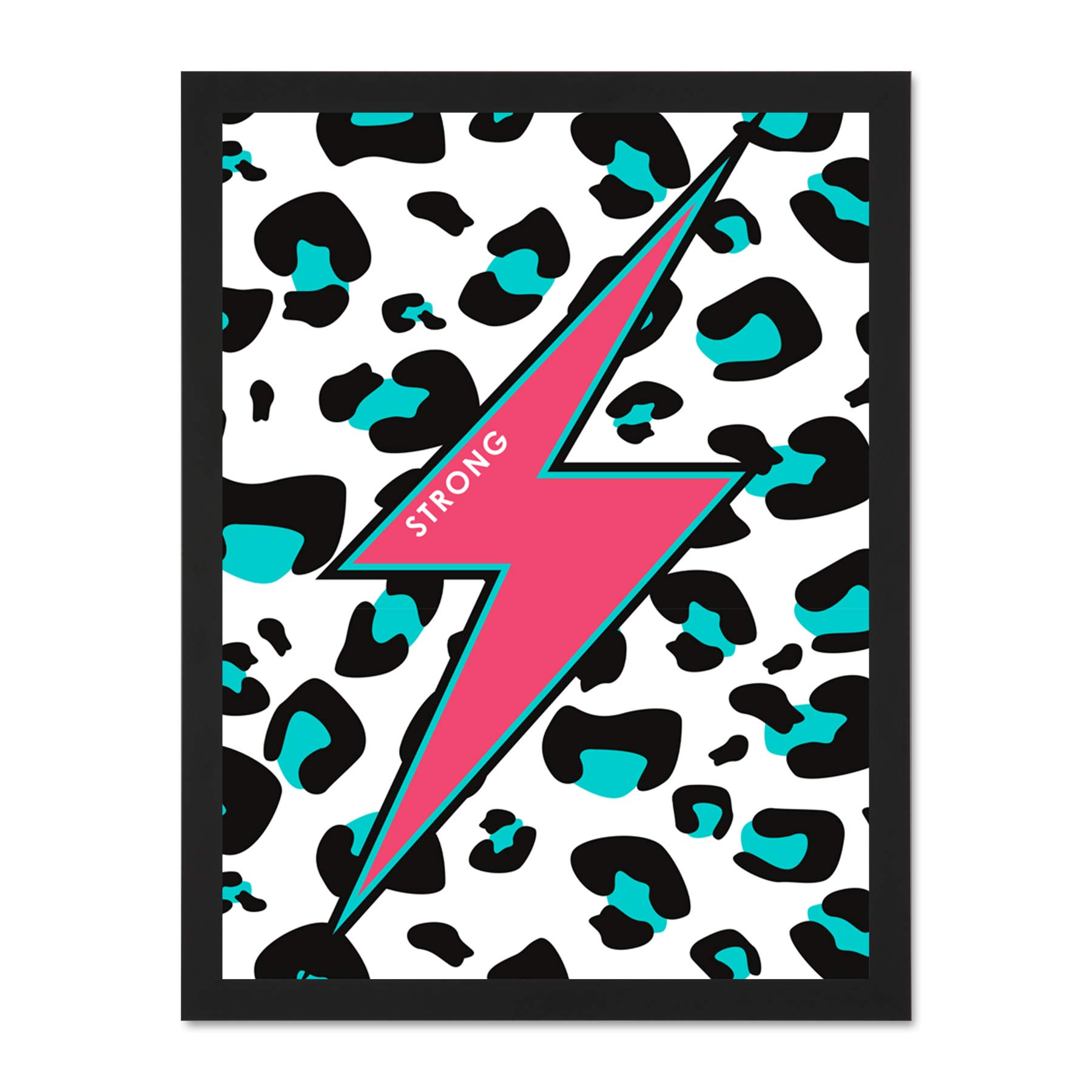 Wee Blue Coo Pink Teal Leopard Reverse Strong Large Framed Art Print Wall Poster 18x24 inch