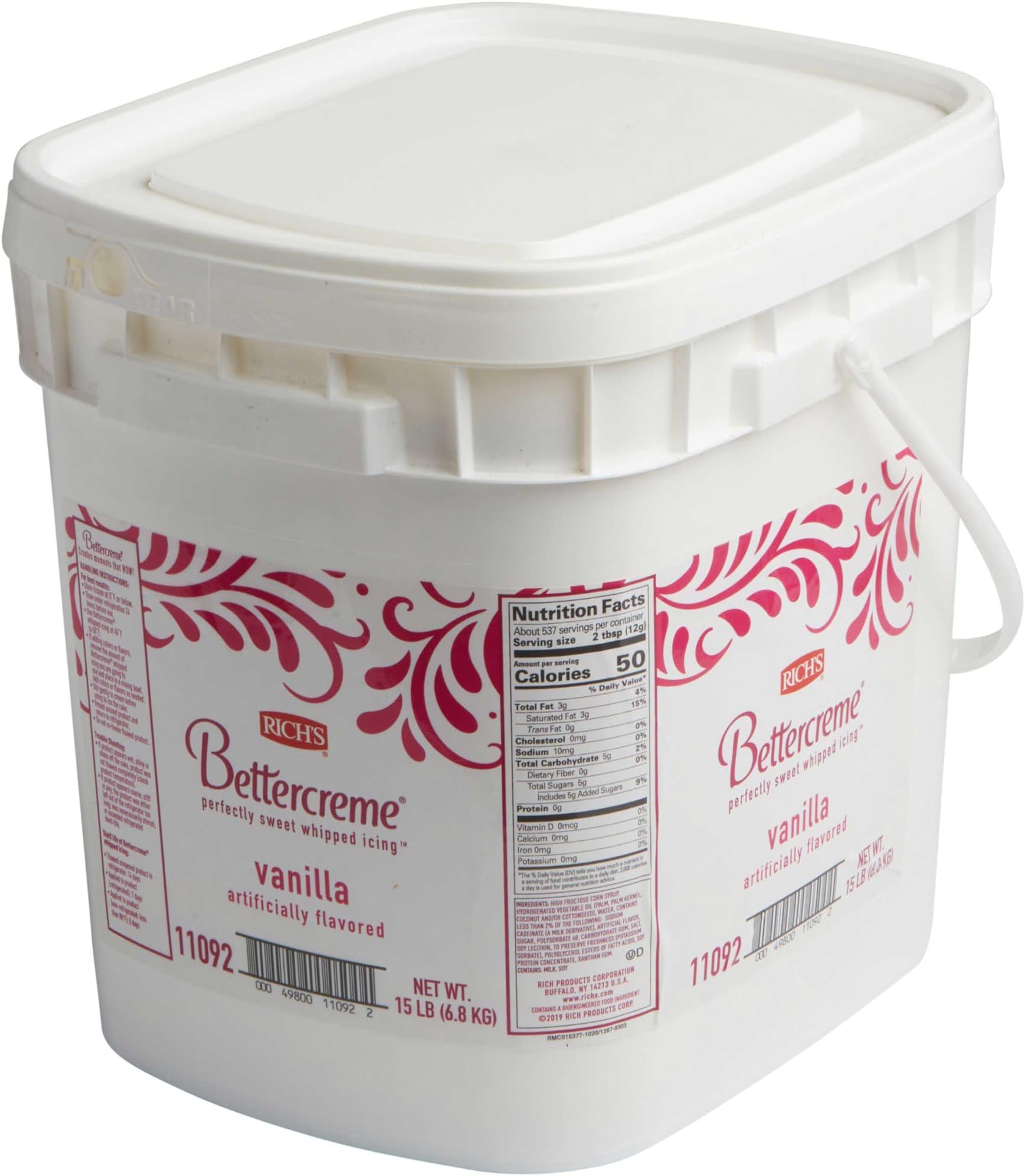 Rich's Pre Whipped Vanilla Artificial Flavor Bettercreme Icing and Filling, 15 Pound - 1 each.
