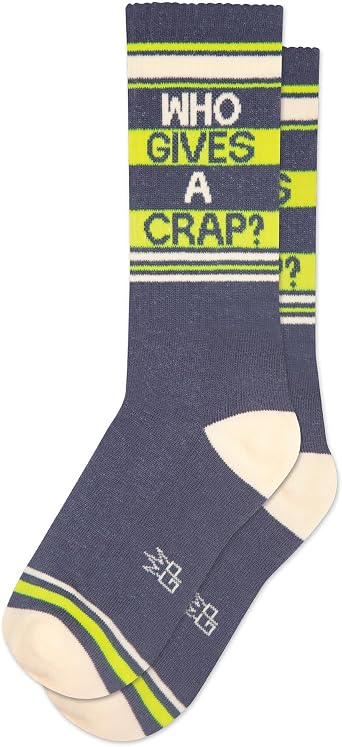 Gumball Poodle Who Gives a Crap? Novelty Gift Socks For Men, Women and Teens, Unisex Gym Crew Socks Made in the USA