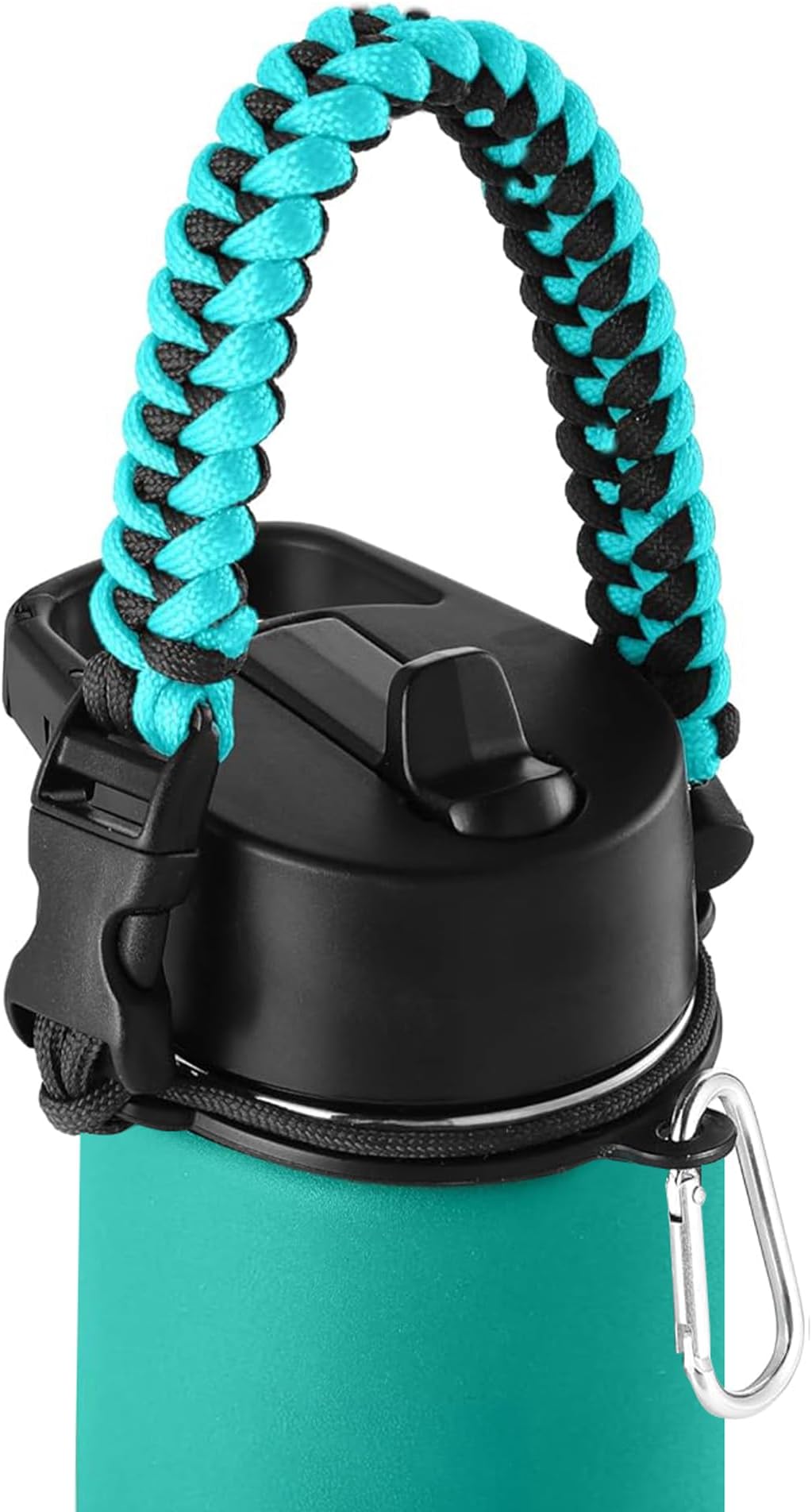 IRON °FLASK Paracord Handle - Fits Wide Mouth Water Bottle - Durable Carrier Safe Accessory Survival Strap Cord Safety Ring Carabiner - 7 Core Paracord Bracelet
