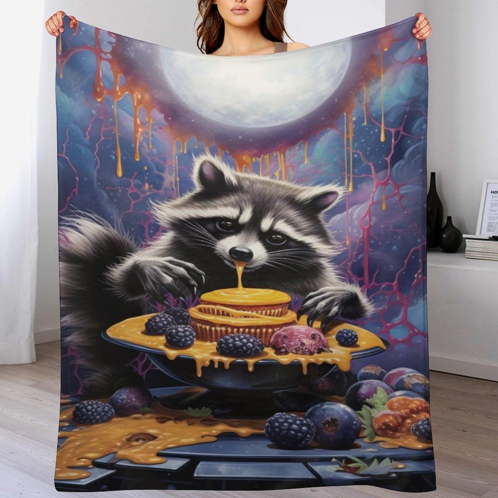 Couverture de lit flannel douce plaid raton laveur chaud 130×150cm