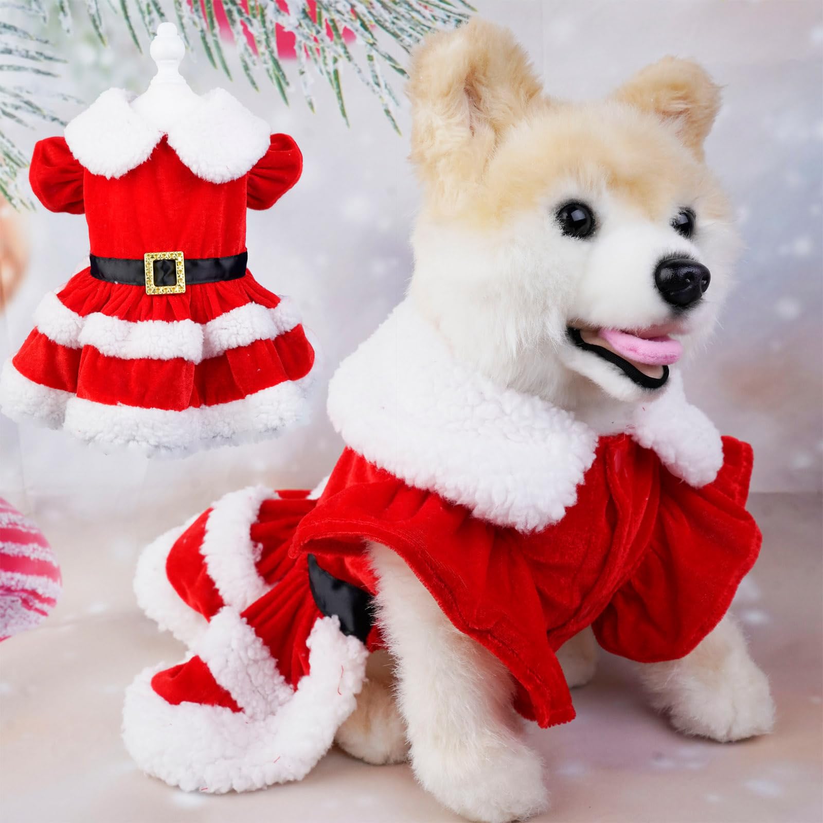dog christmas dress medium Amazon.com : Dog Christmas Costume Puppy Dress, Santa Claus Pet Clothes  Velvet Skirt Winter Outfit for Small Medium Dogs Cats, Dog Thermal Shirt  Warm Coat Xmas Clothing Holiday Apparel Cute Dresses :