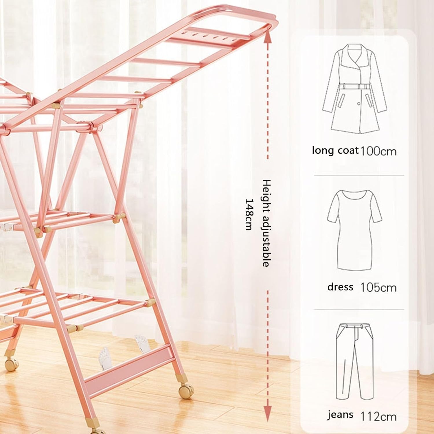 Folding Aluminum Alloy Clothes Rack, 1.5m Indoor/Outdoor Drying Stand, Space-Saving Quilt & Garment Hanger for Balcony & Home Use, Durable Airfoil Design