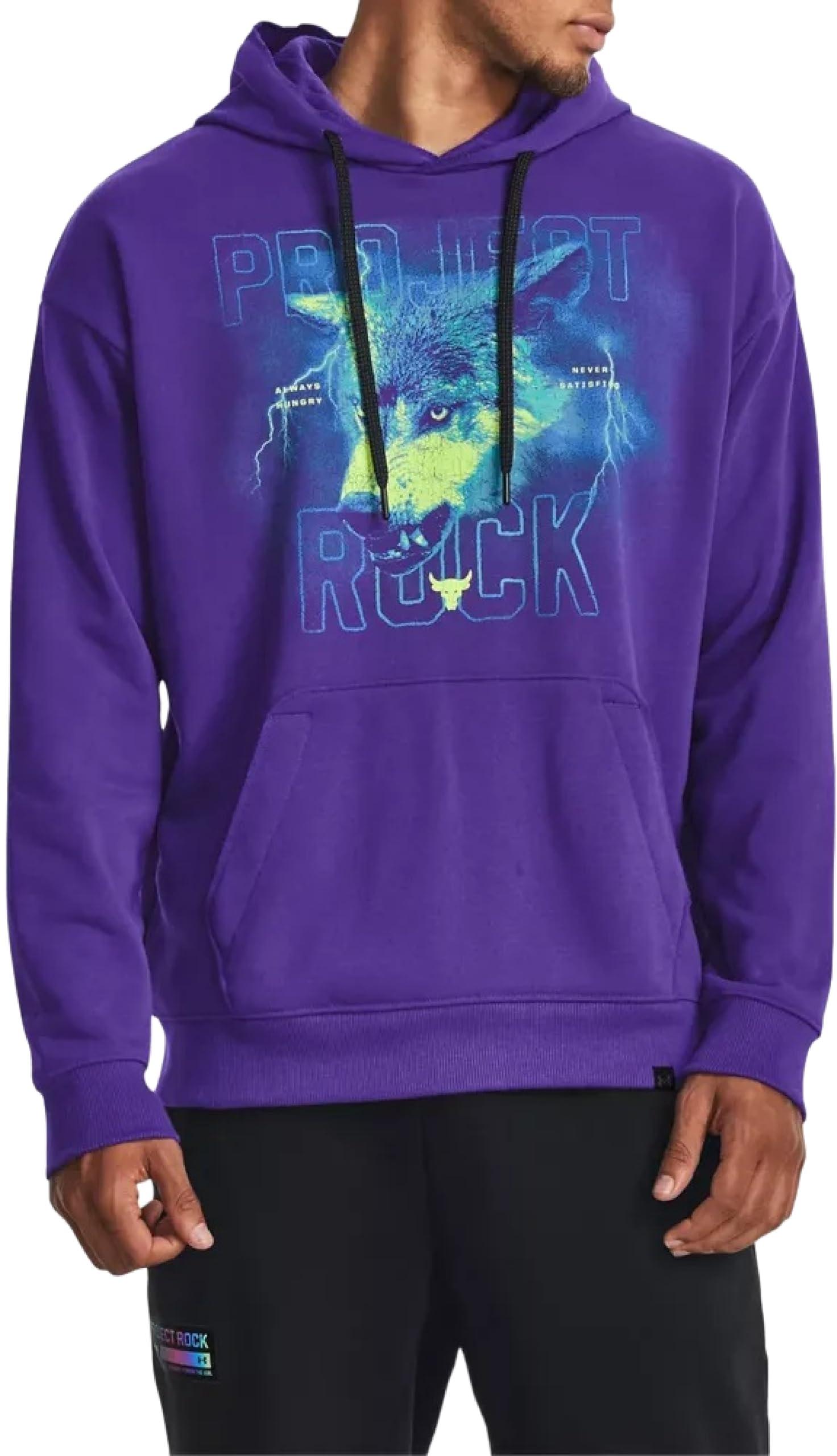 Under Armour Men's Pluto/Black Project Rock Heavyweight Terry Hoodie Pullover, L