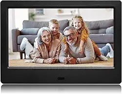 Porta-retrato digital de 17 cm, moldura de vídeo para cartão USB/SD com tela HD, apresentação de slides eletrônica montável na parede para vídeos e músicas, memórias de reprodução automática de