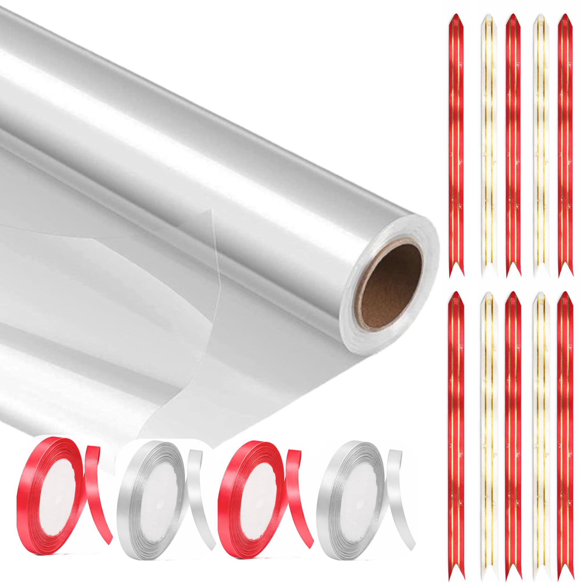 WRAPYARD Florist Cellophane Wrap for Hampers 40CM x 30M - Premium Clear Cellophane Wrap Roll - Celophane Hamper for Flowers, Cookies, and Birthday Gift Baskets - Clear Wrapping Paper for Hamper