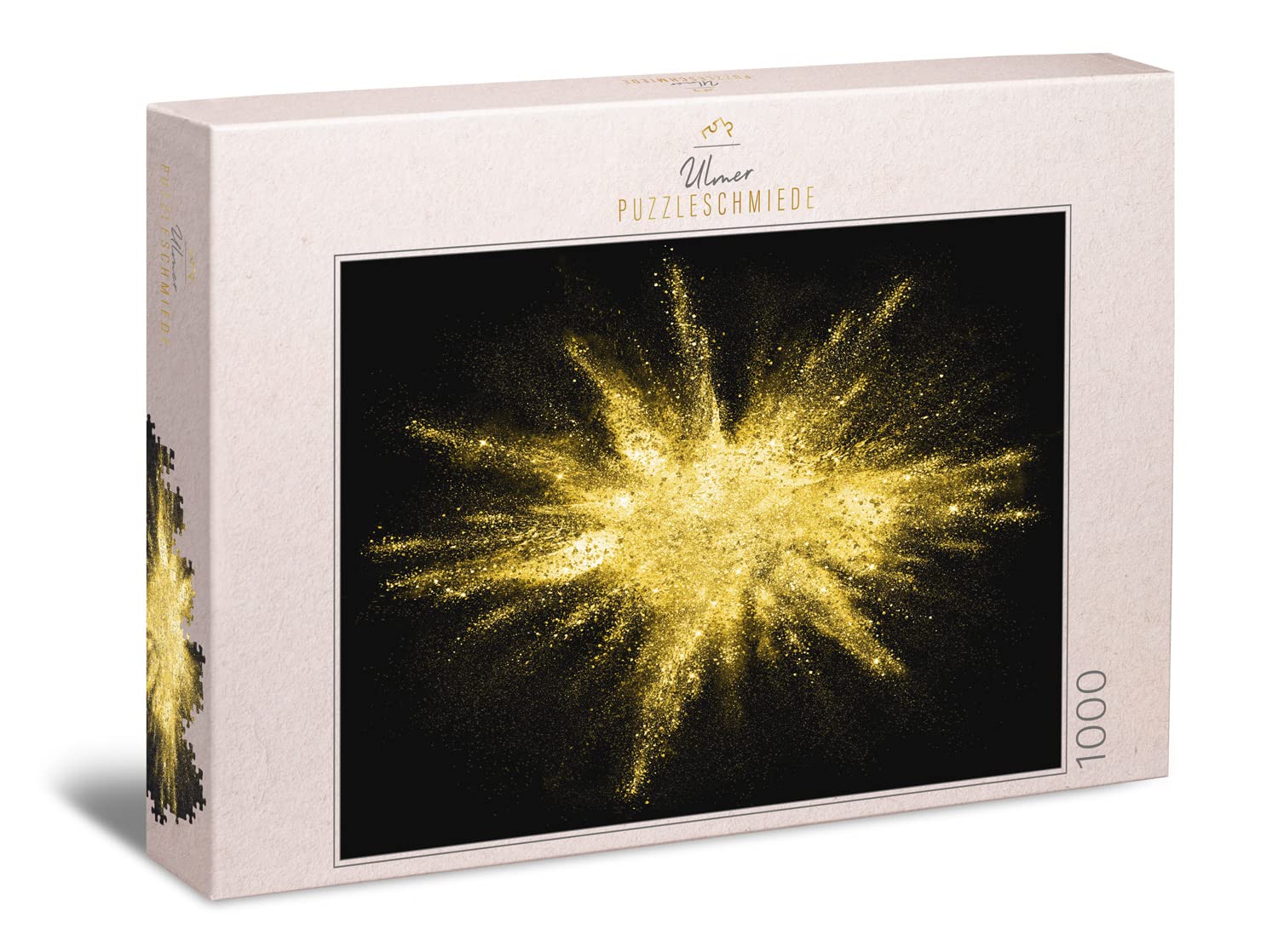 Ulmer Puzzleschmiede, Puzzle "Gold Rush", Impulsive Gold Puzzle Motif with 1000 Pieces, Golden Star on Black Background