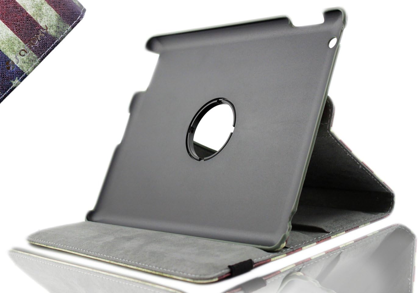 Sanoxy 360 Degrees Rotating Stand PU Leather Case for iPad 2/3/4, iPad 2nd Generation, Retro USA Flag (SANOXY_360IPA-USAFLAG)